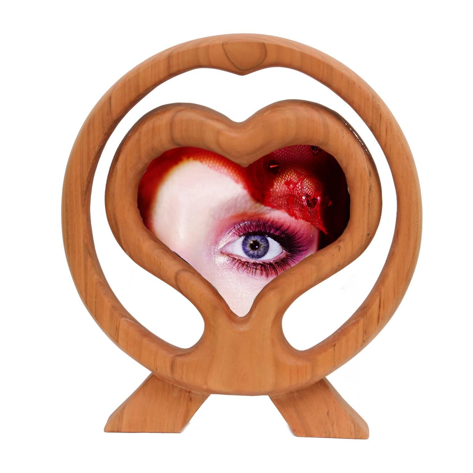  Italian Large Photo Frame in Cherry Wood , Wood Heart For Sale 1