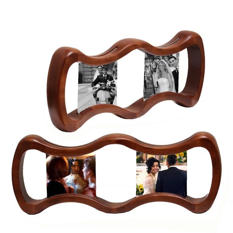 Hand-Carved Large Photo Frame Walnut Wood, Humour Wood  For Sale