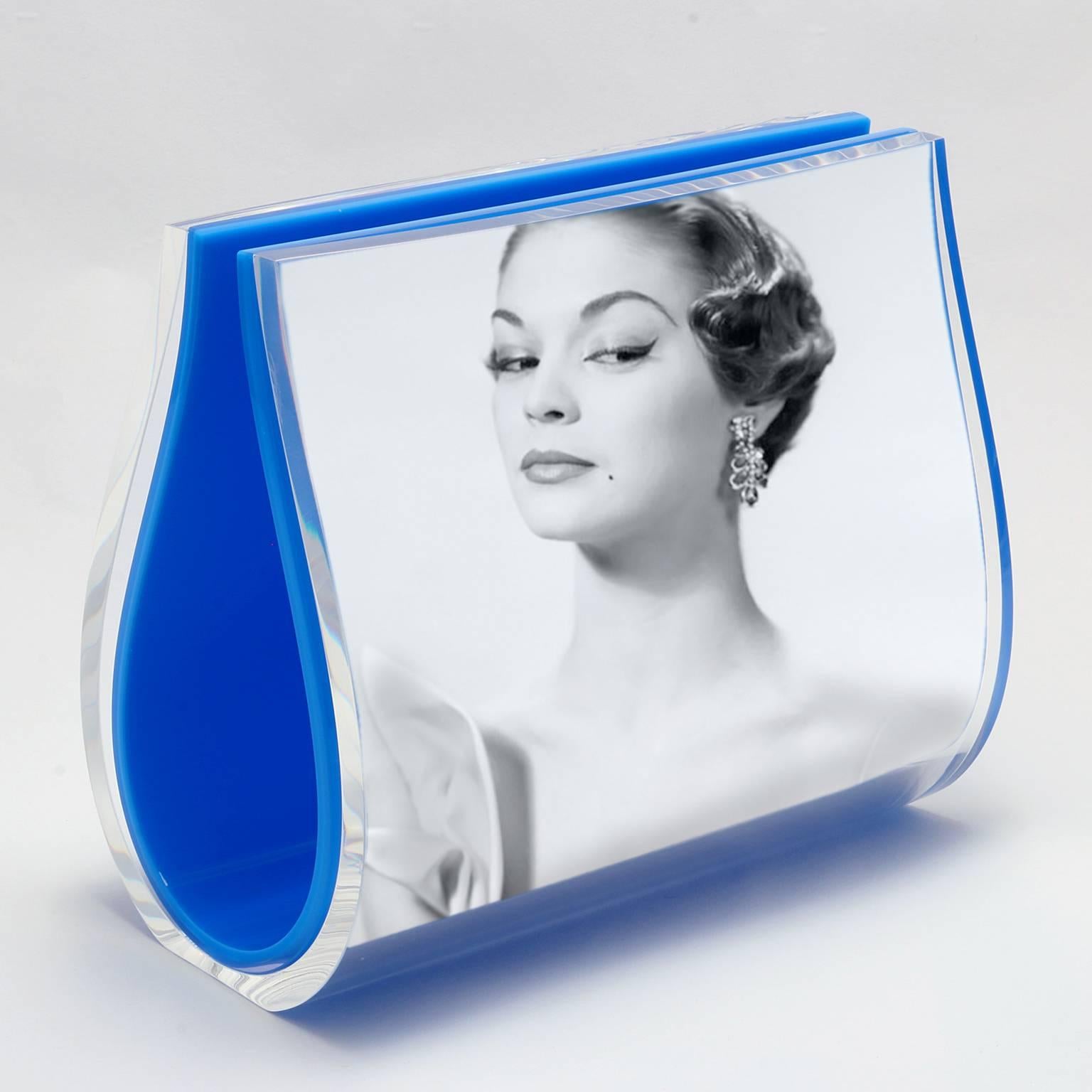 Hand-Crafted  Contemporary  Double Large Picture  Frame Plexiglass, Will Plexi Blue  