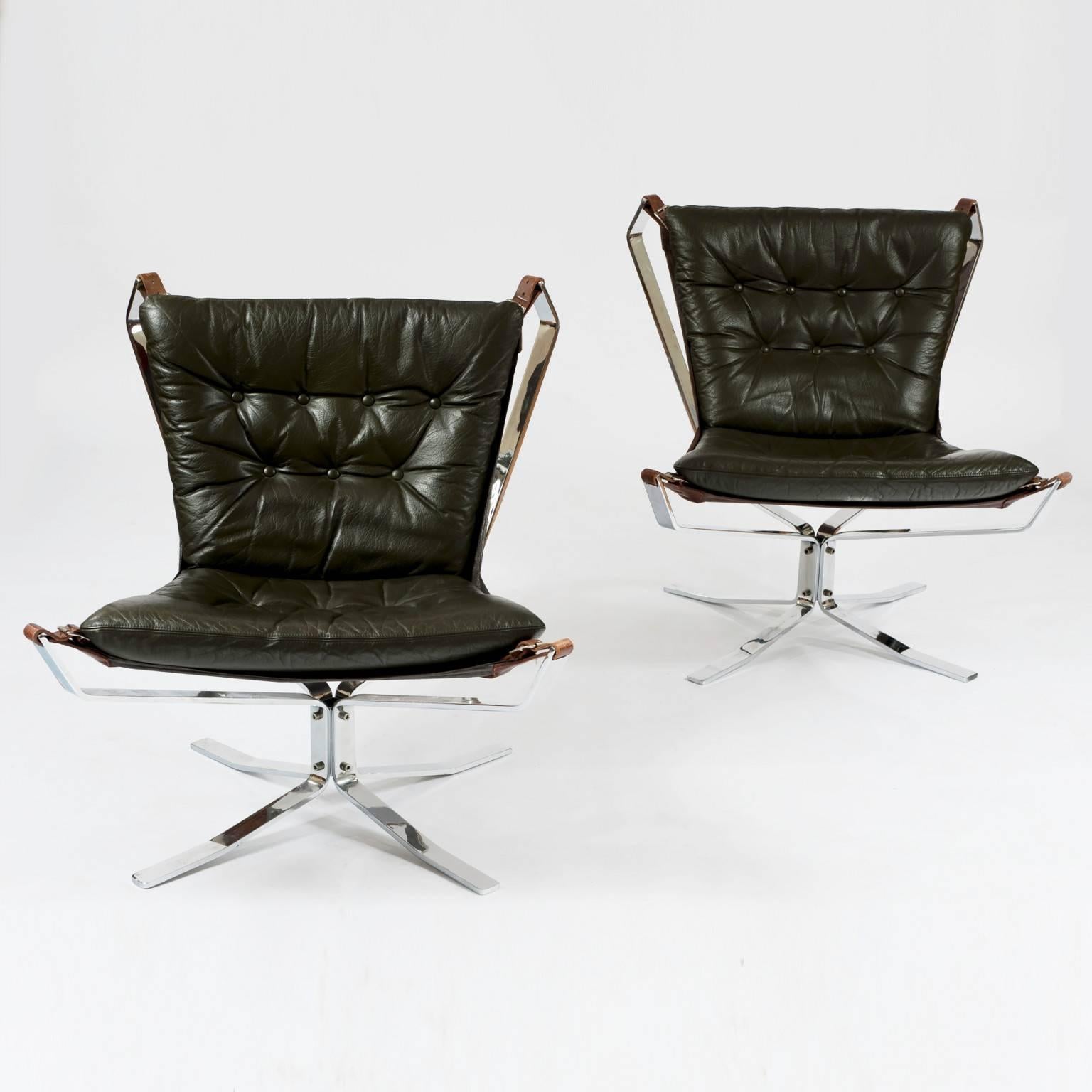 Scandinavian Modern Danish Chrome Low Back Chairs For Sale
