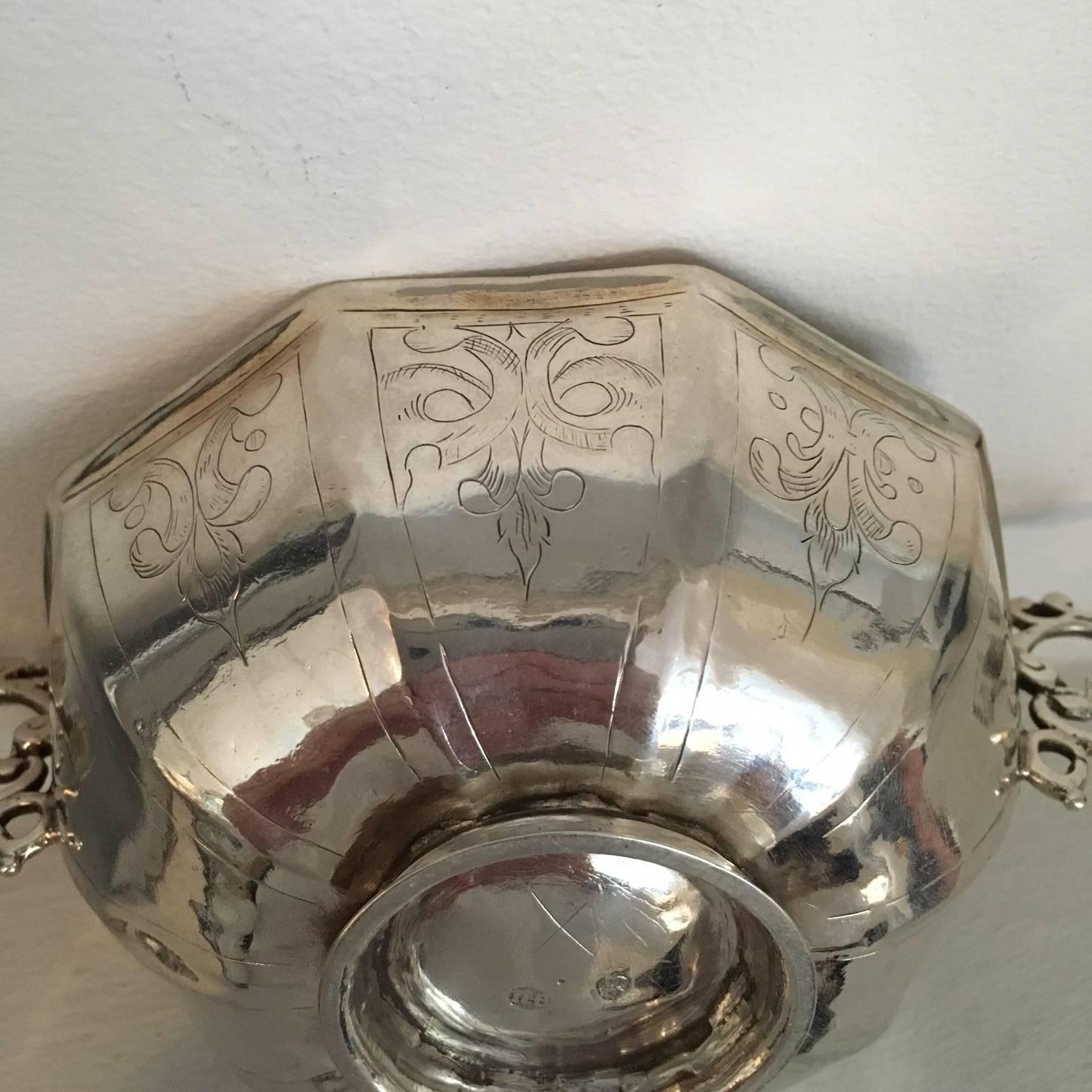 17th Century Swedish Baroque Brandy Bowl, Silver 2