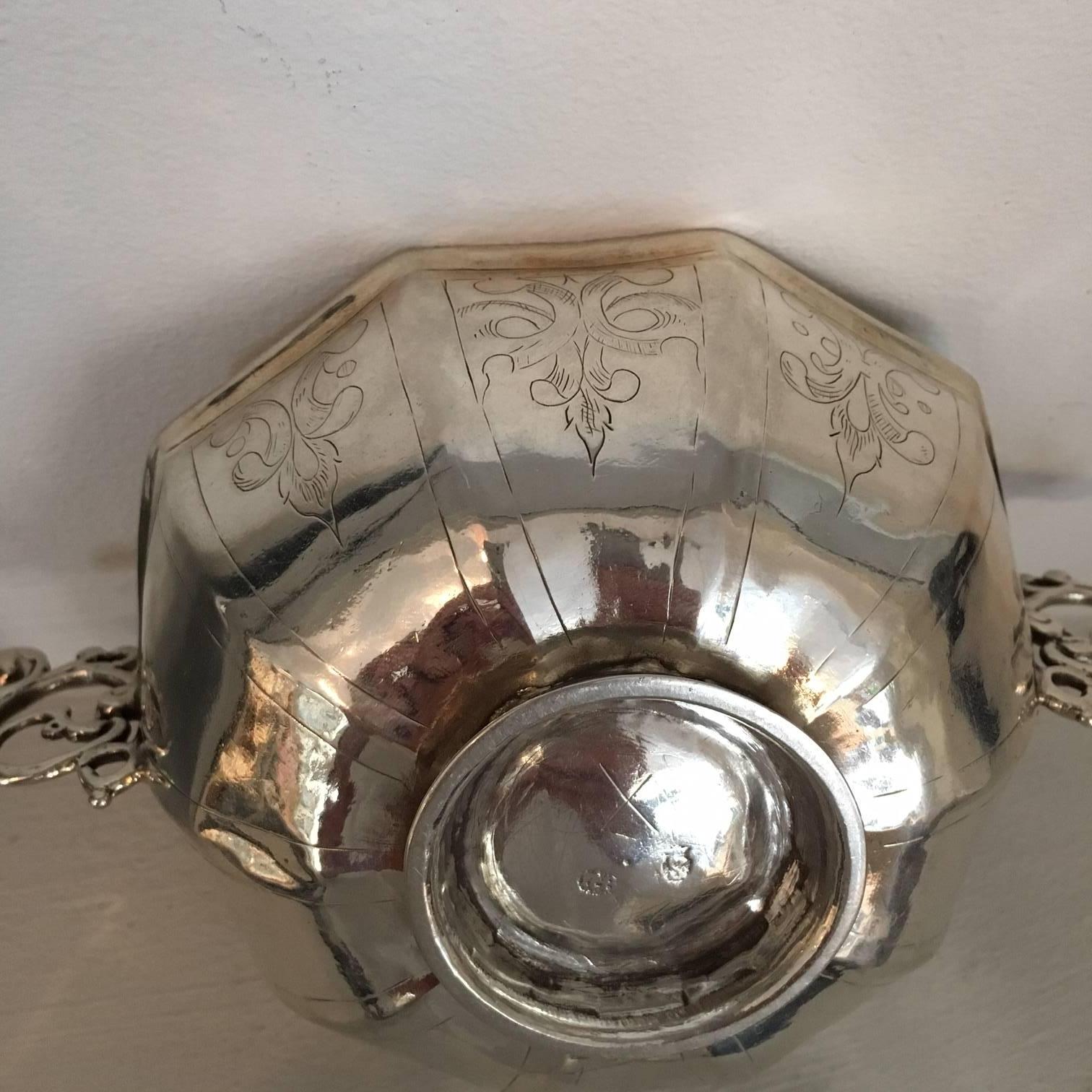 17th Century Swedish Baroque Brandy Bowl, Silver 3