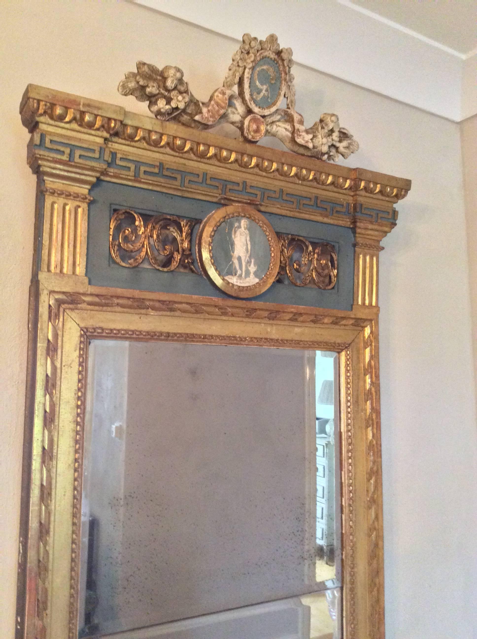 Important 18th Century Swedish Gustavian Giltwood Mirror In Good Condition In Stockholm, SE