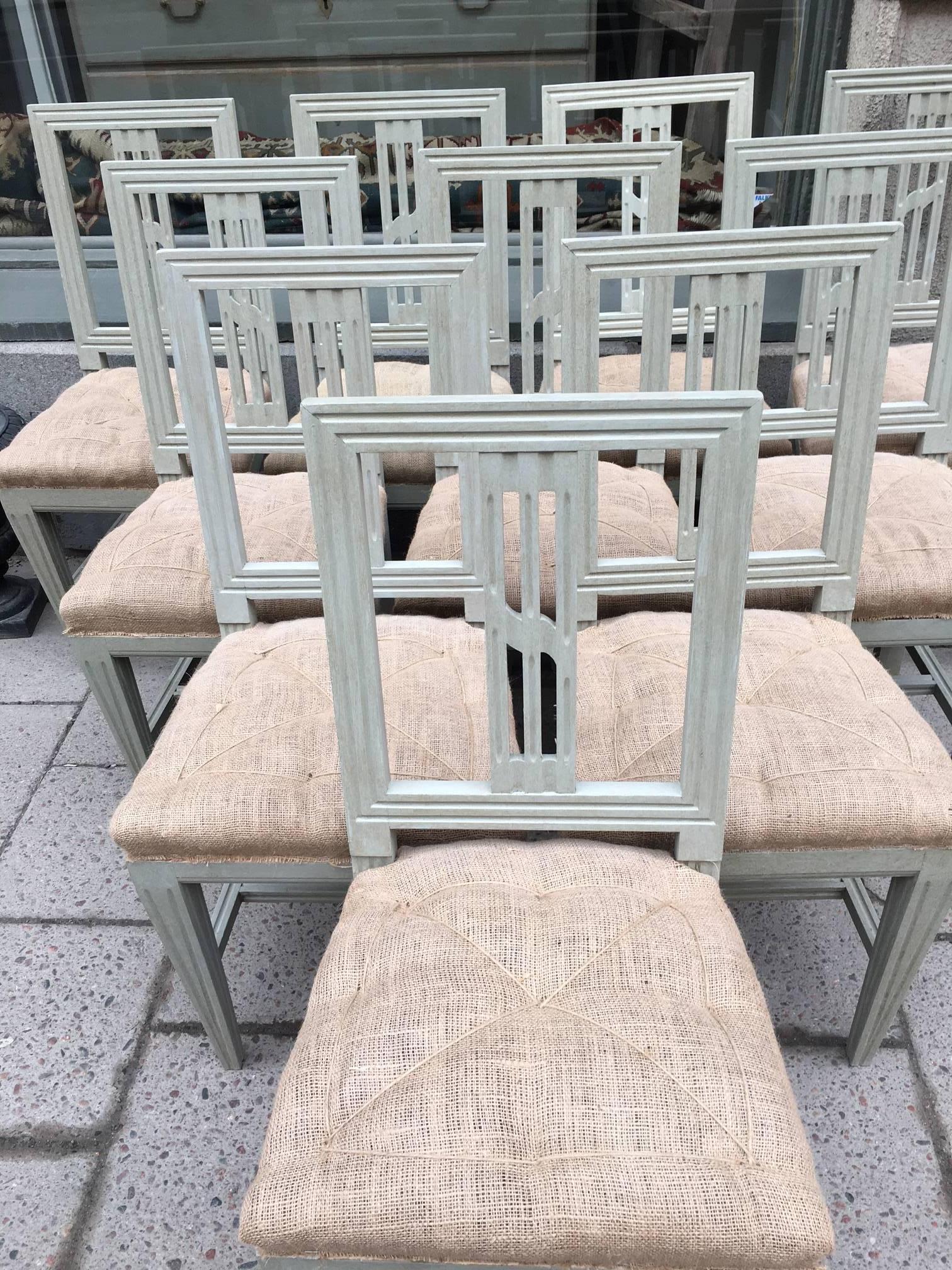 19th Century Set of Ten Swedish Gustavian Style Chairs