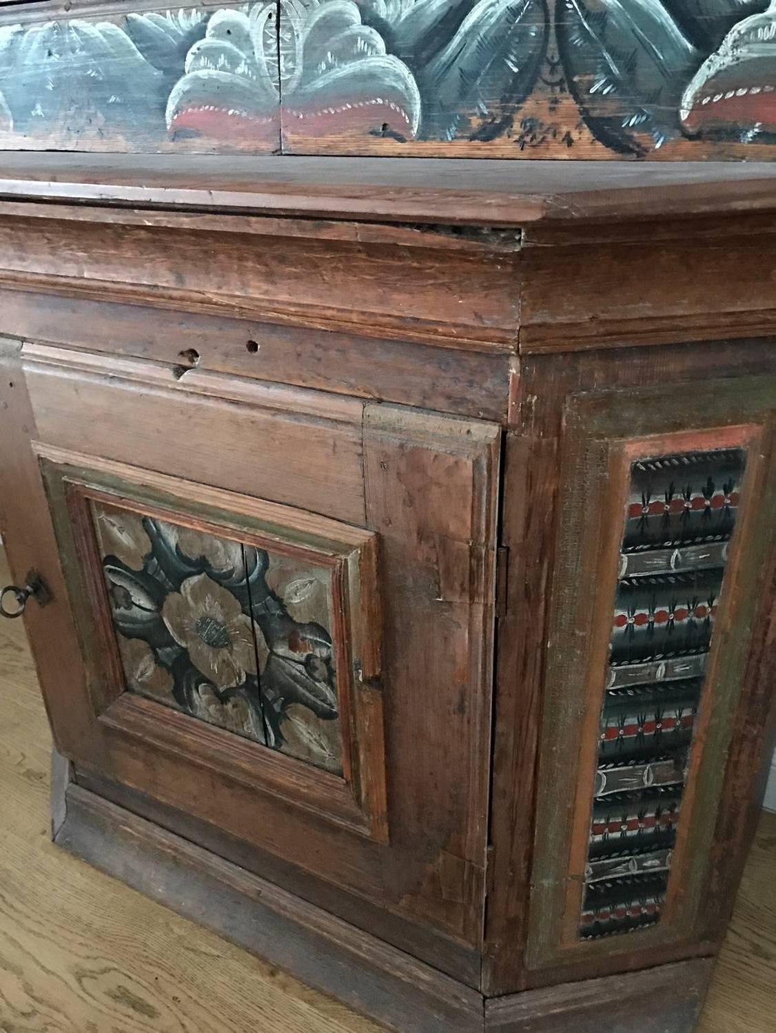 Late 18th Century 18th Century Swedish Cabinet, Original Painting For Sale