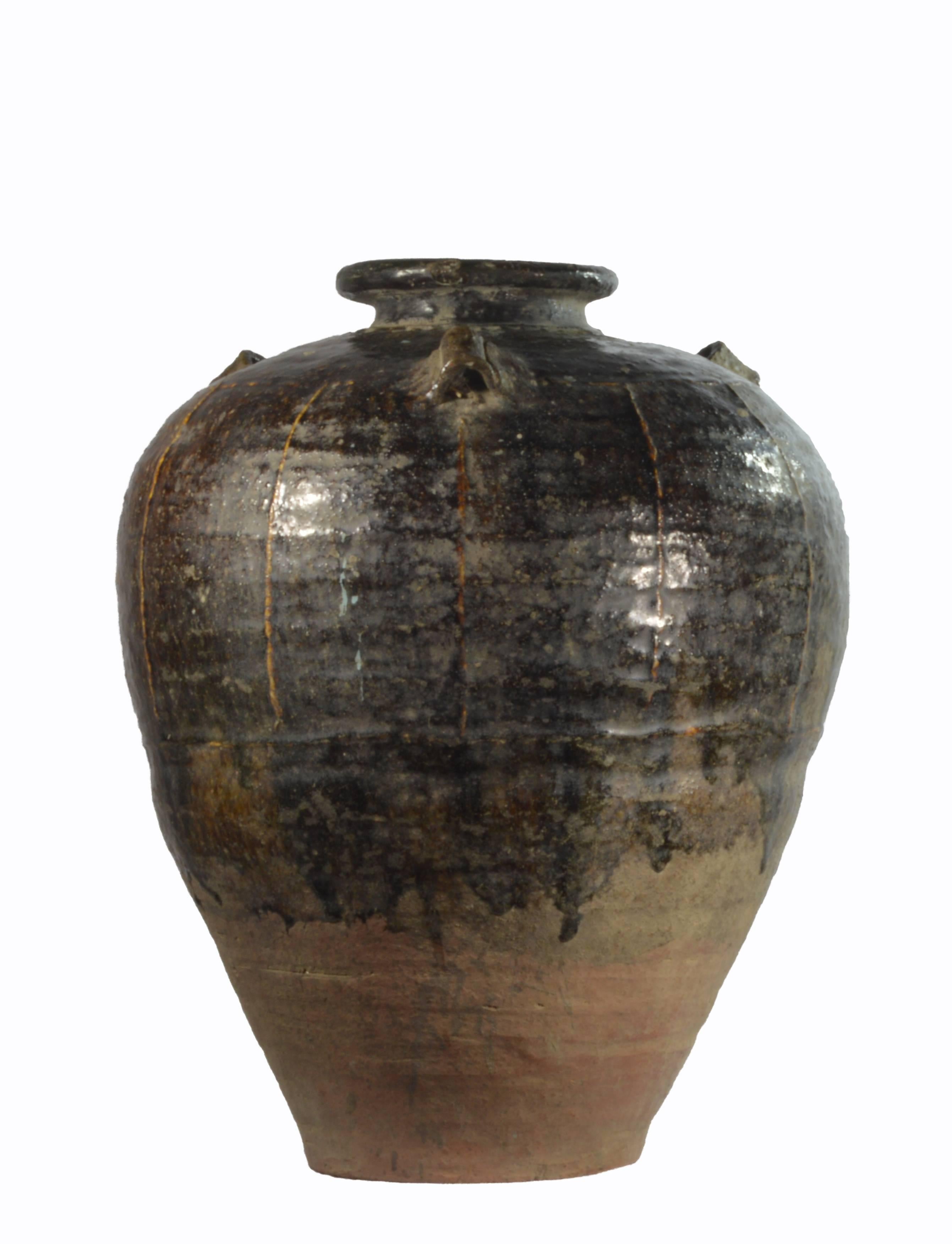 Large Burmese glazed ceramic 16th century vessel from the Martaban port.  