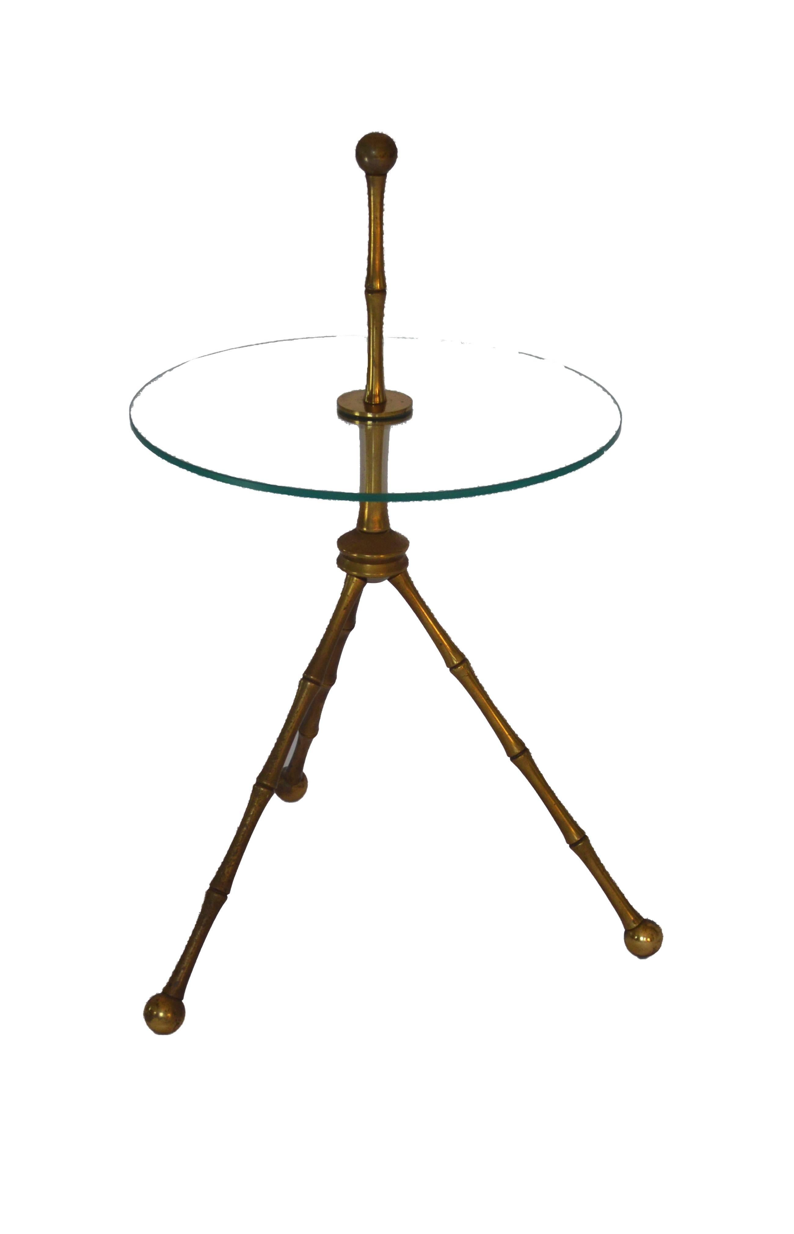 Vintage Italian Brass Tripod Base Table In Good Condition In New York, NY