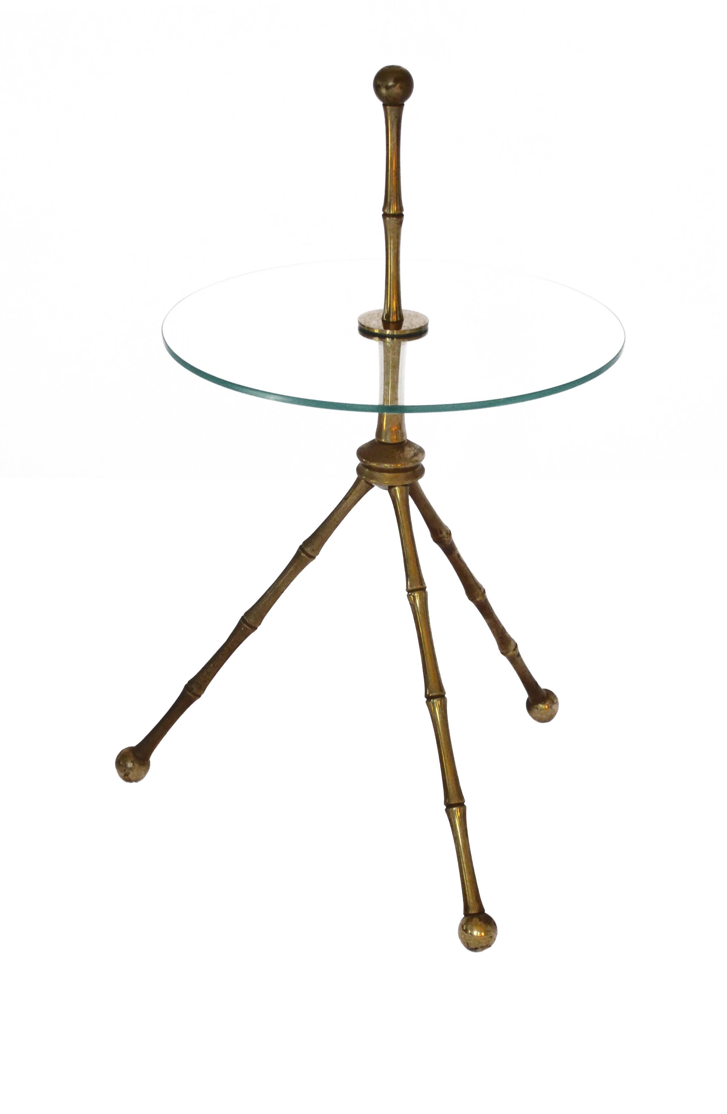 20th Century Vintage Italian Brass Tripod Base Table