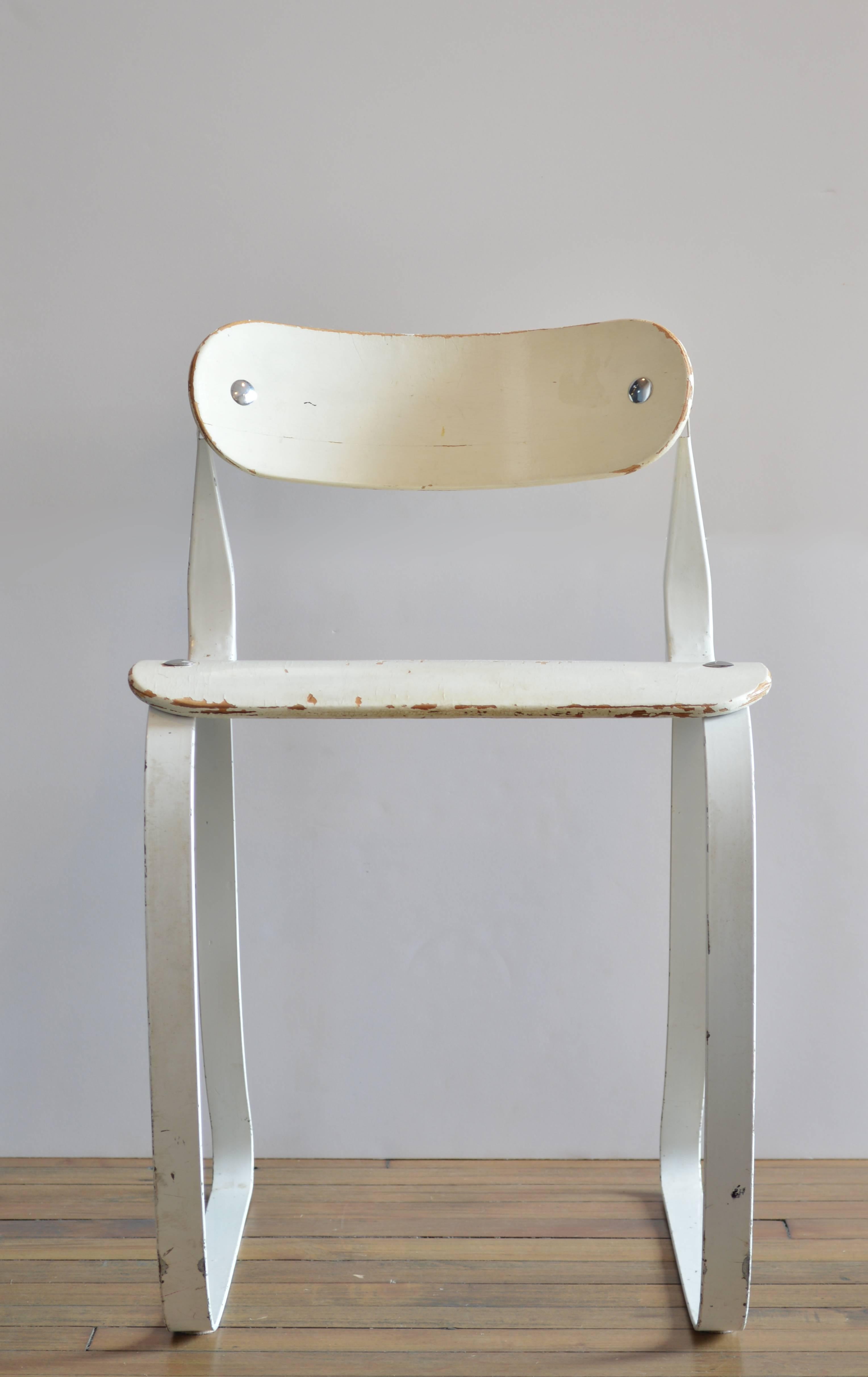 Originally designed by Herman Sperlich for the Ironrite Corporation, this chair is an example of early ergonomic design and was originally designed to be used by factory workers. Now it is considered a collector's item, and is included in the