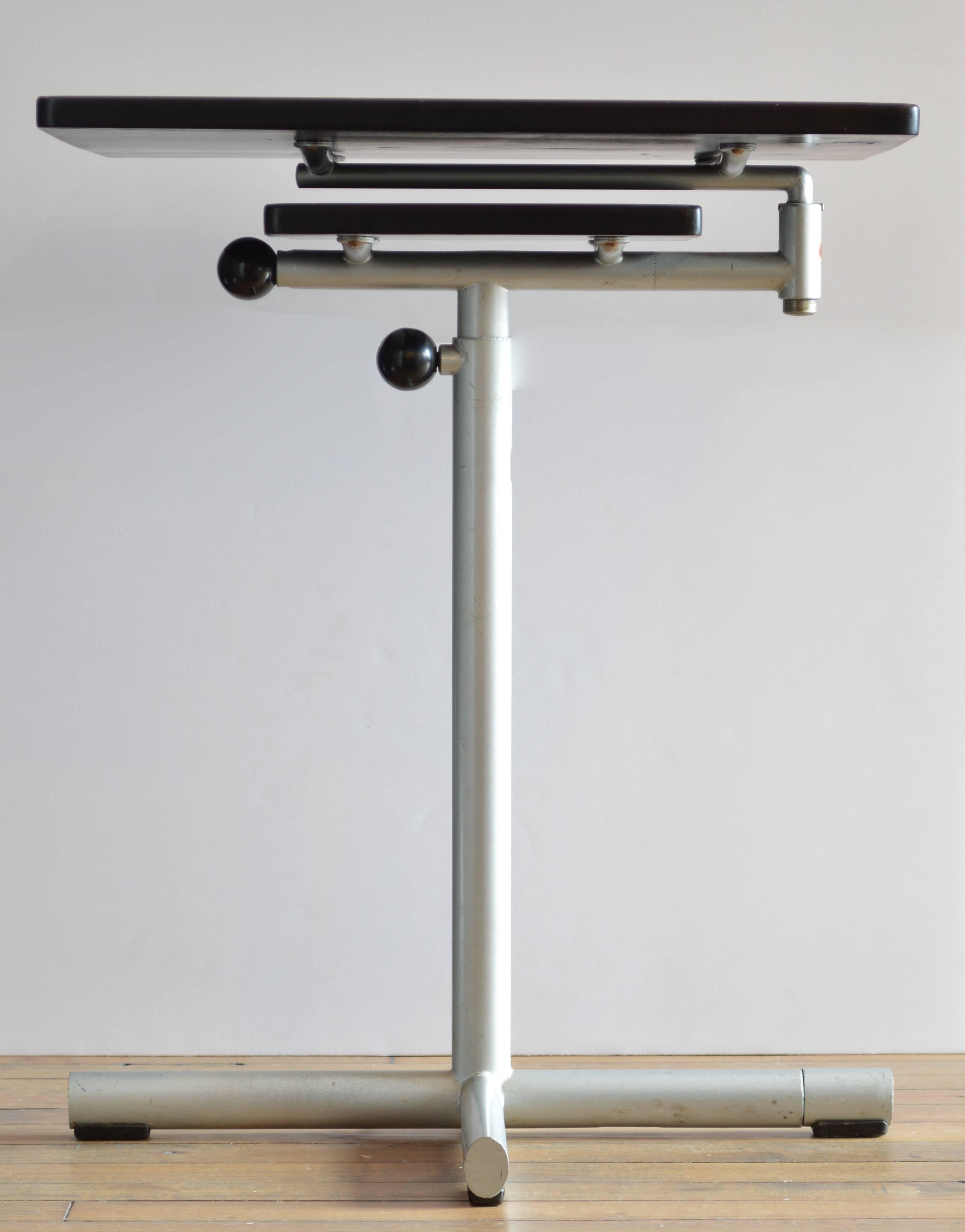 Swiss Bauhaus Wood and Metal Adjustable Work Table For Sale