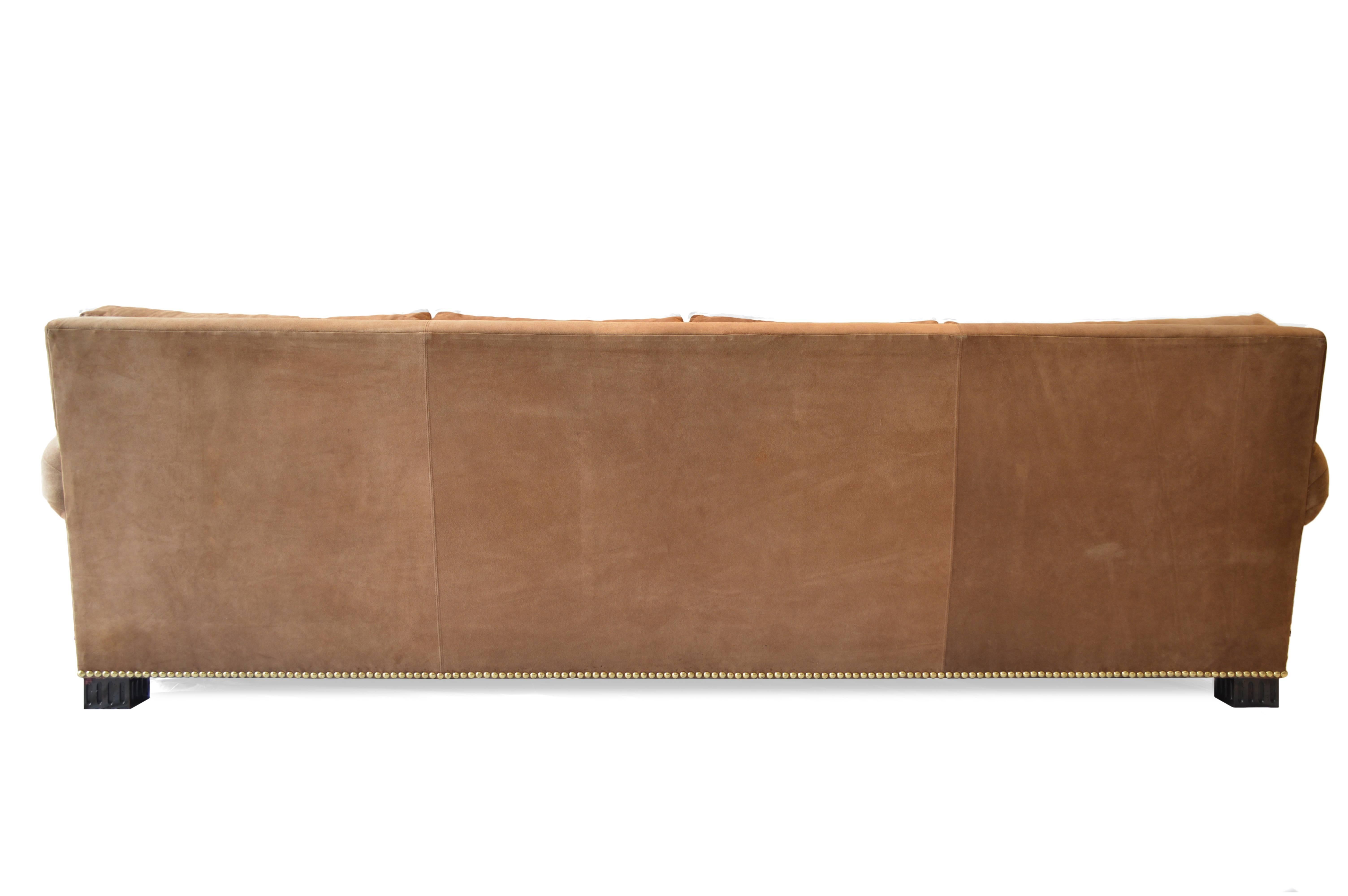 tan suede sofa