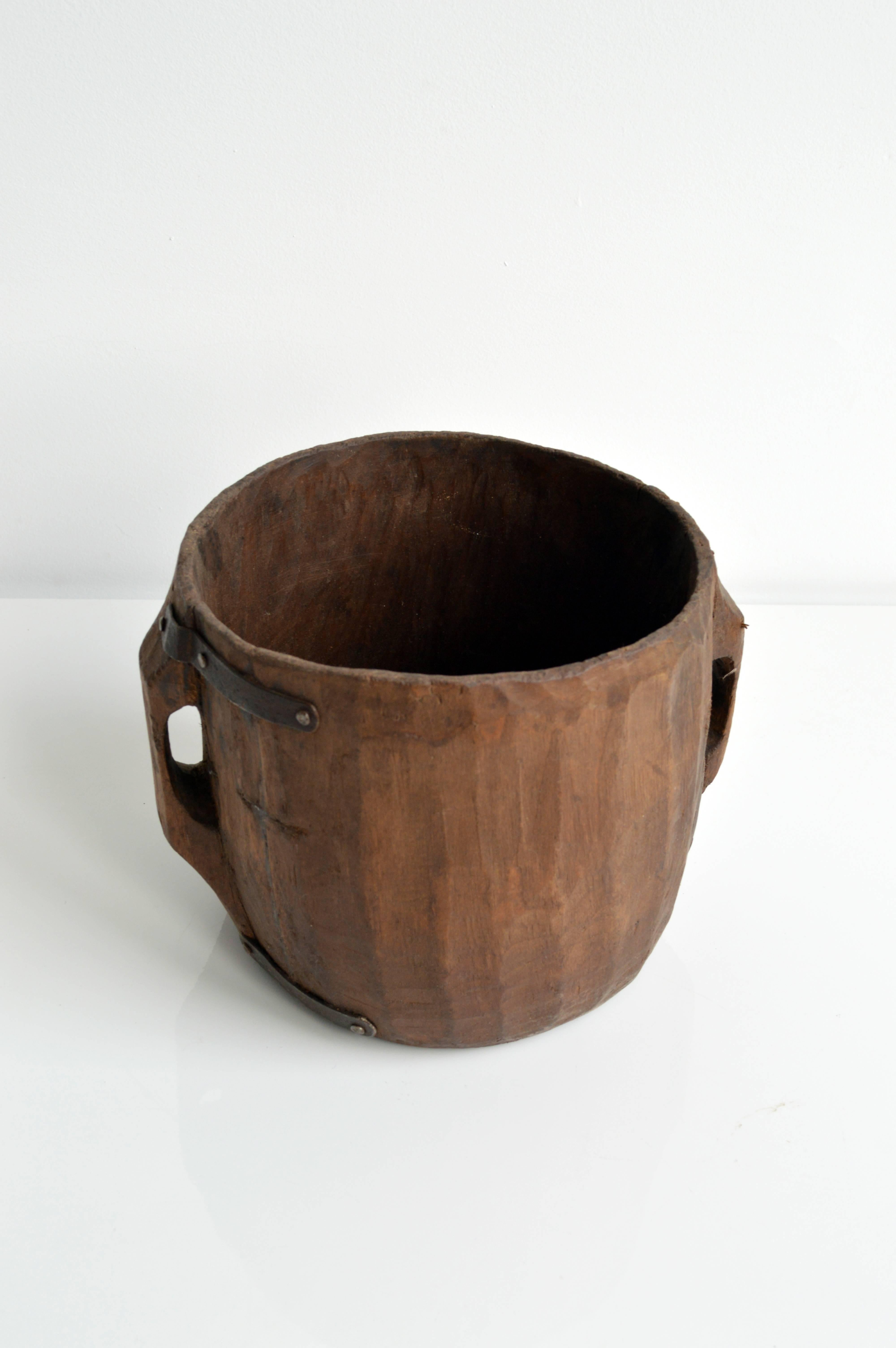 Carved Wood Vessel with Handles 1