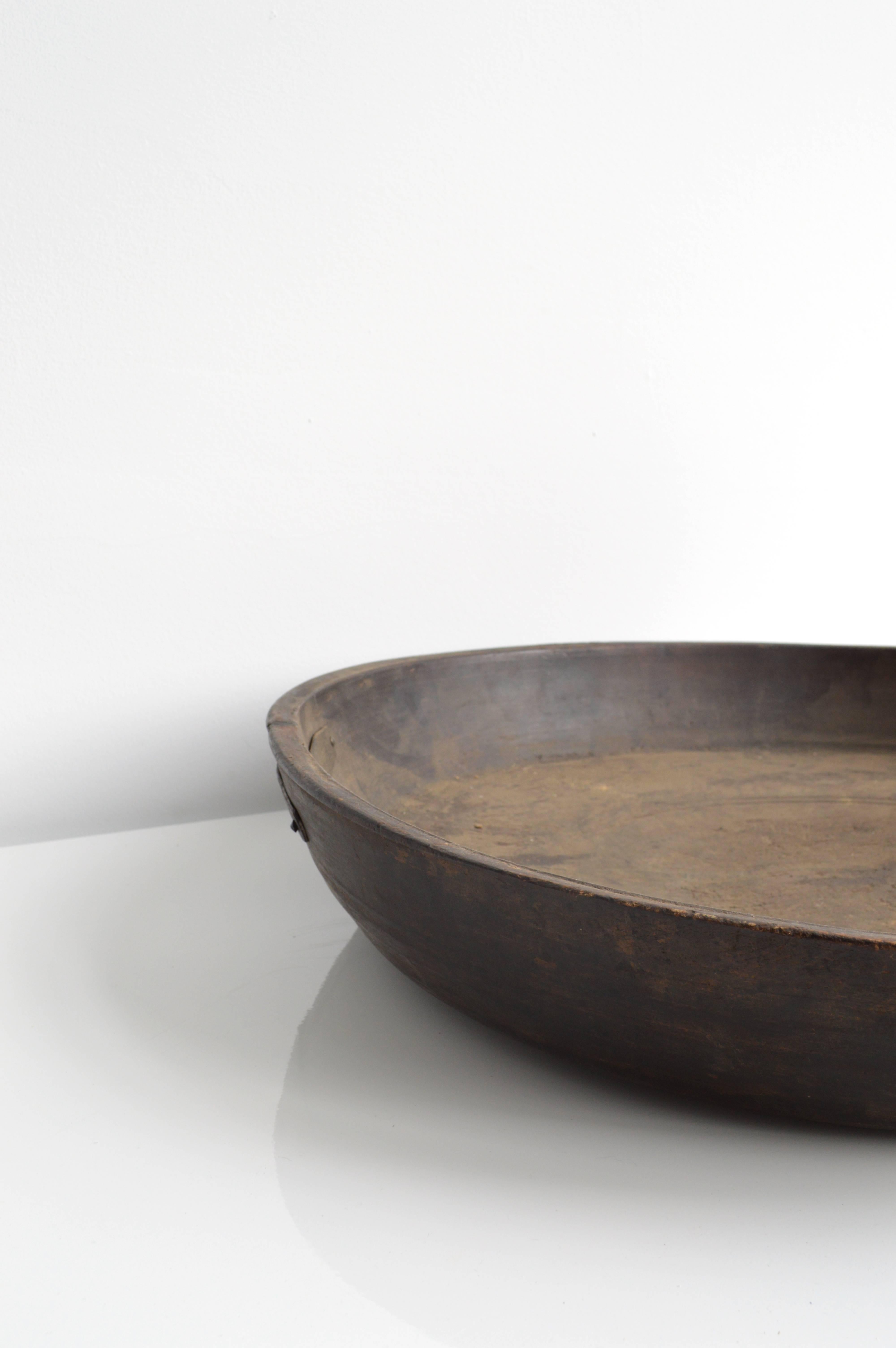 Large Carved Wood Bowl From Iran 1