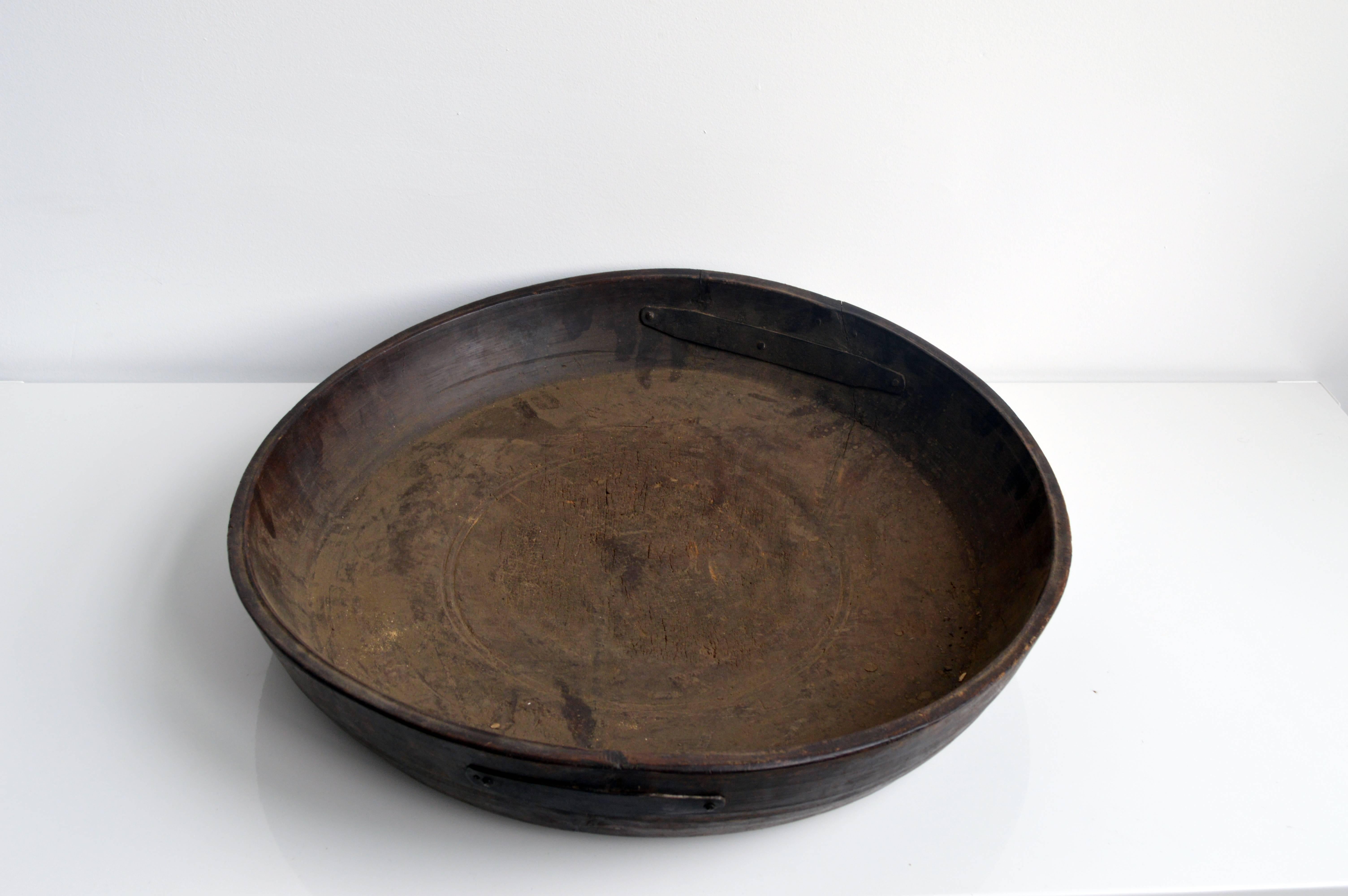 20th Century Large Carved Wood Bowl From Iran