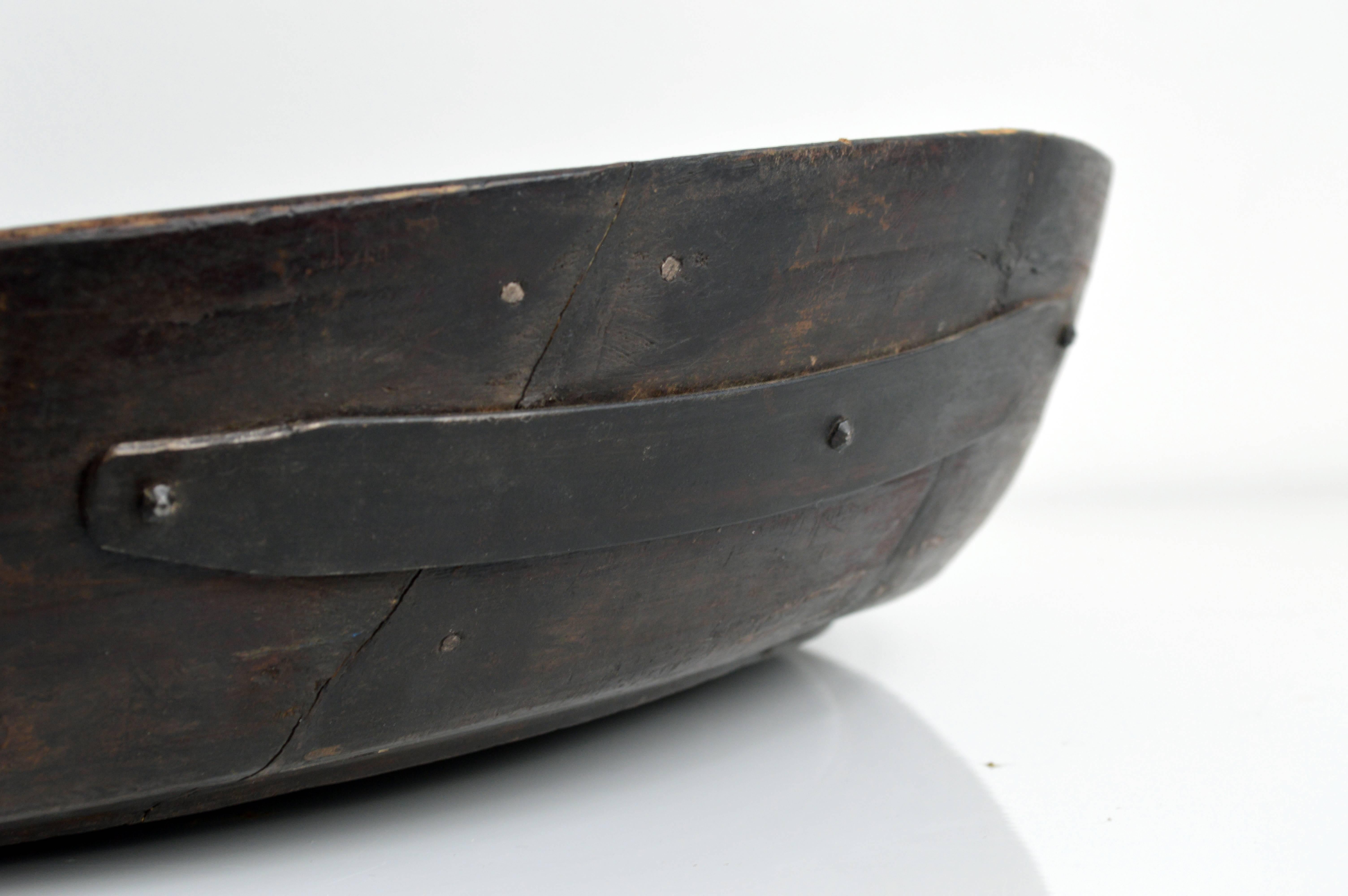 Large Carved Wood Bowl From Iran 2