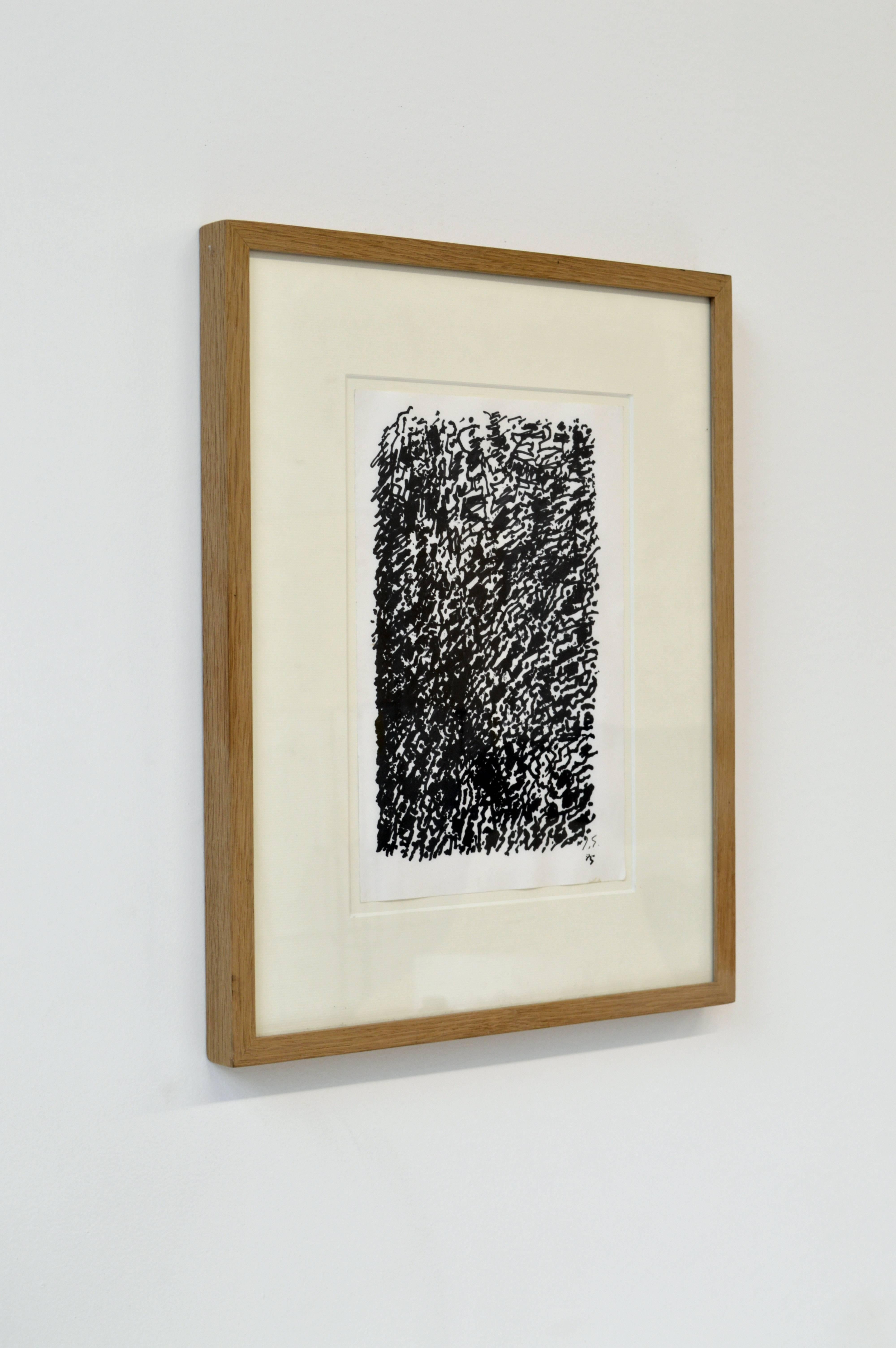 French Framed Vintage Abstract Drawing by Jacques Germain