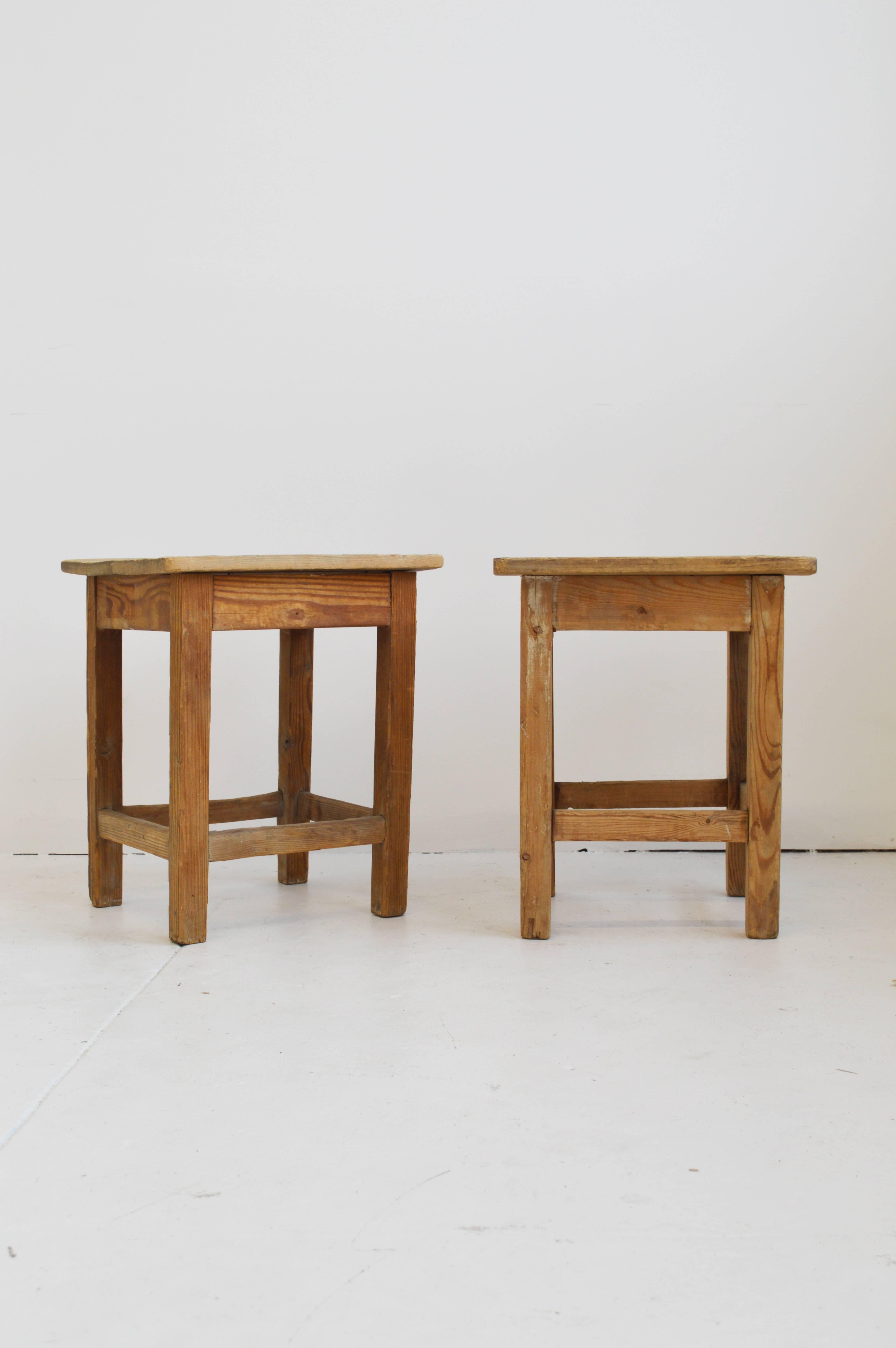 Pair of Vintage Rustic Wood Side Tables 3