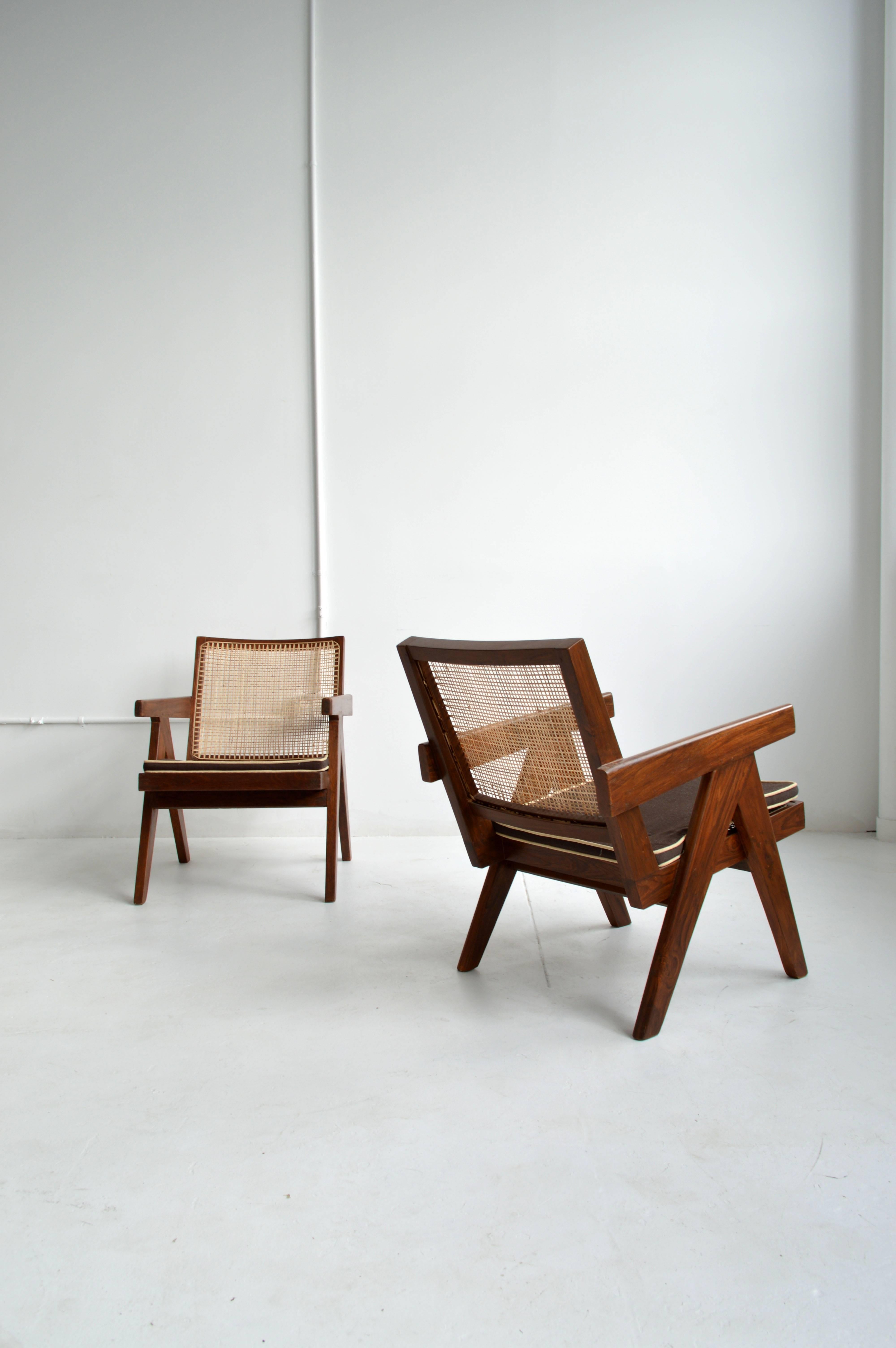 Indian Pair of Pierre Jeanneret Armchairs