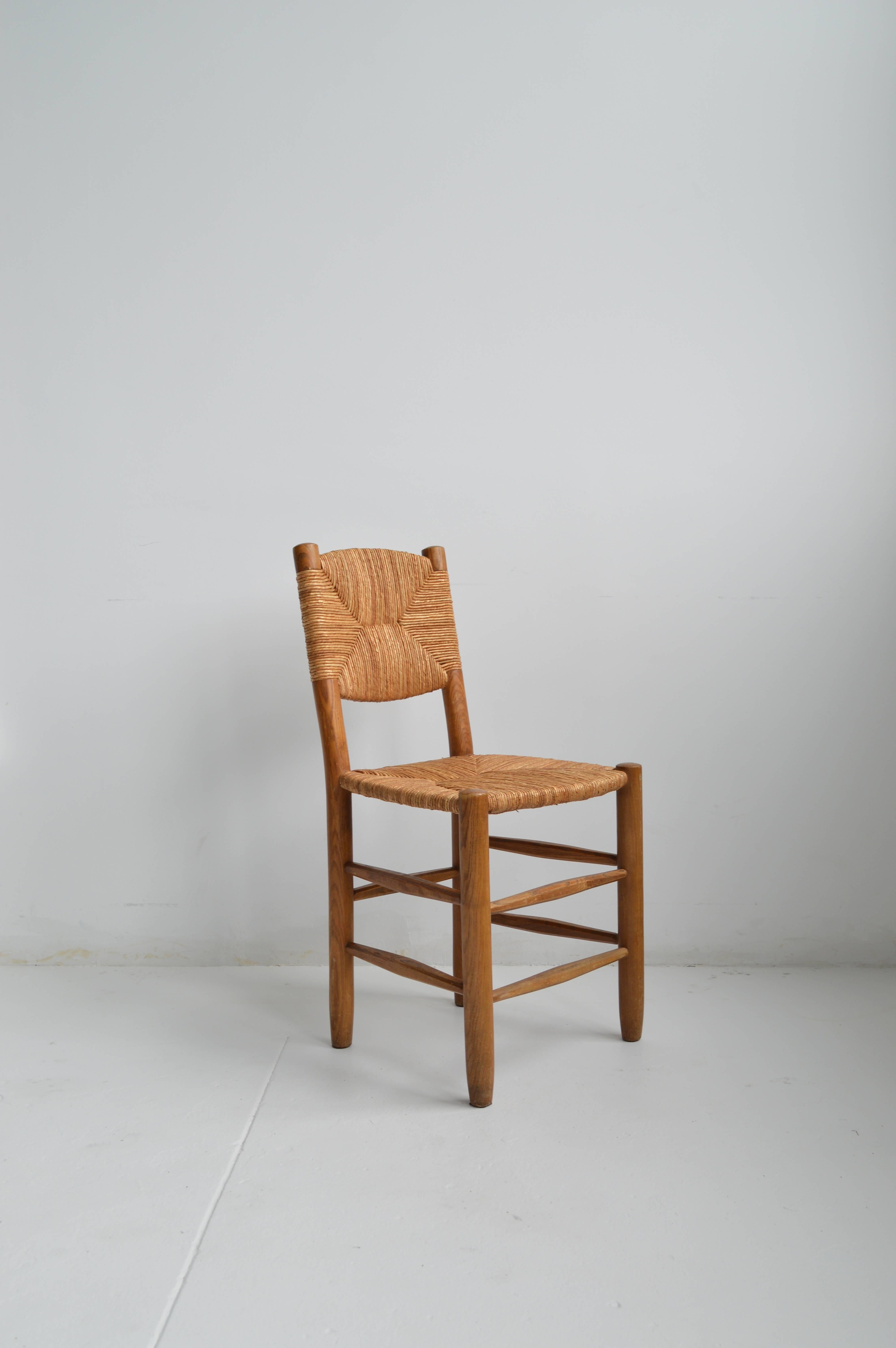 Cane Set of Four Charlotte Perriand Bauche Dining Chairs, Mid-Century, France 