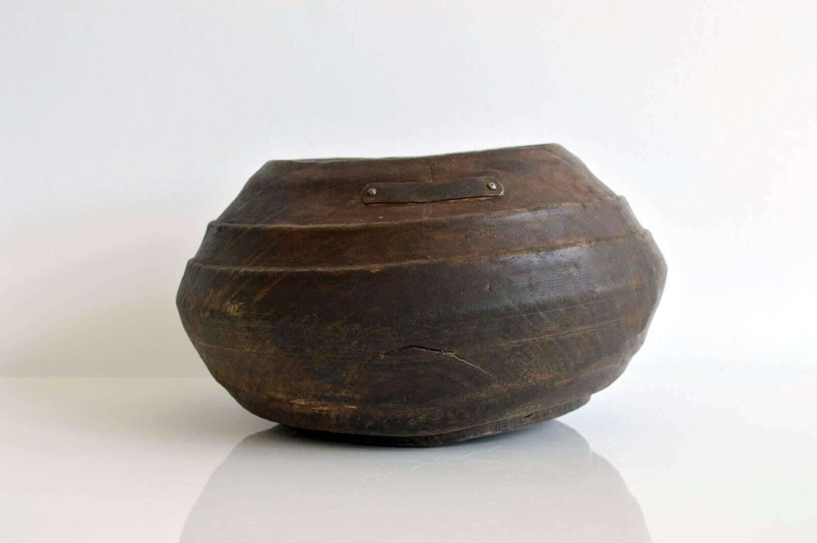 Rustic Large Wooden Bowl, 20th Century, Iran