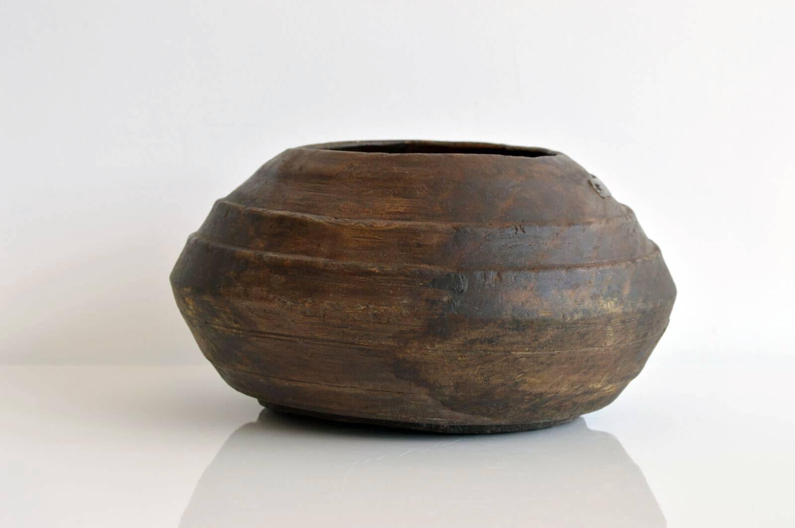Persian Large Wooden Bowl, 20th Century, Iran