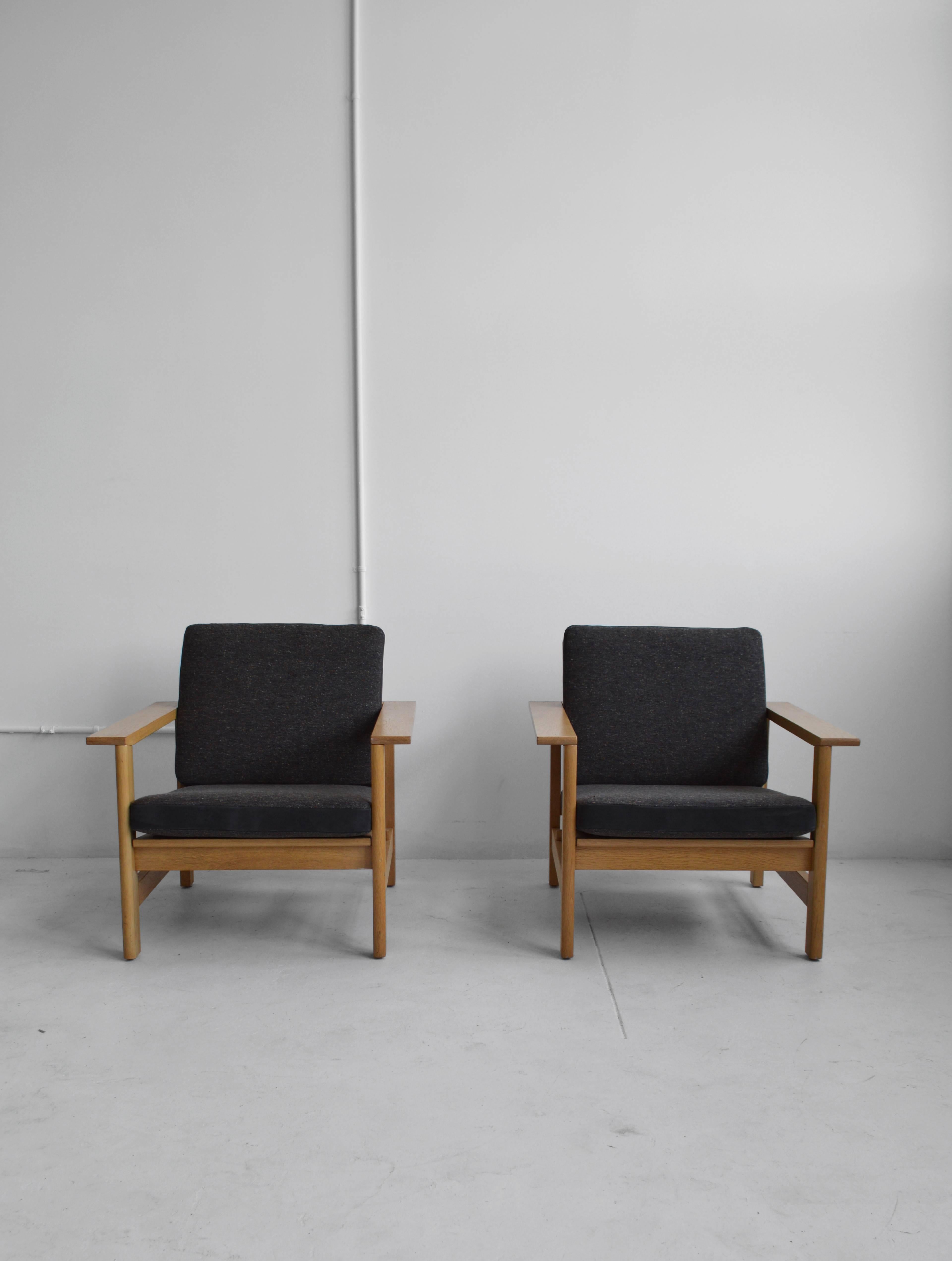 Late 20th Century Pair of Wood Frame Soren Holst Lounge Chairs, Mid-Century, Danish For Sale