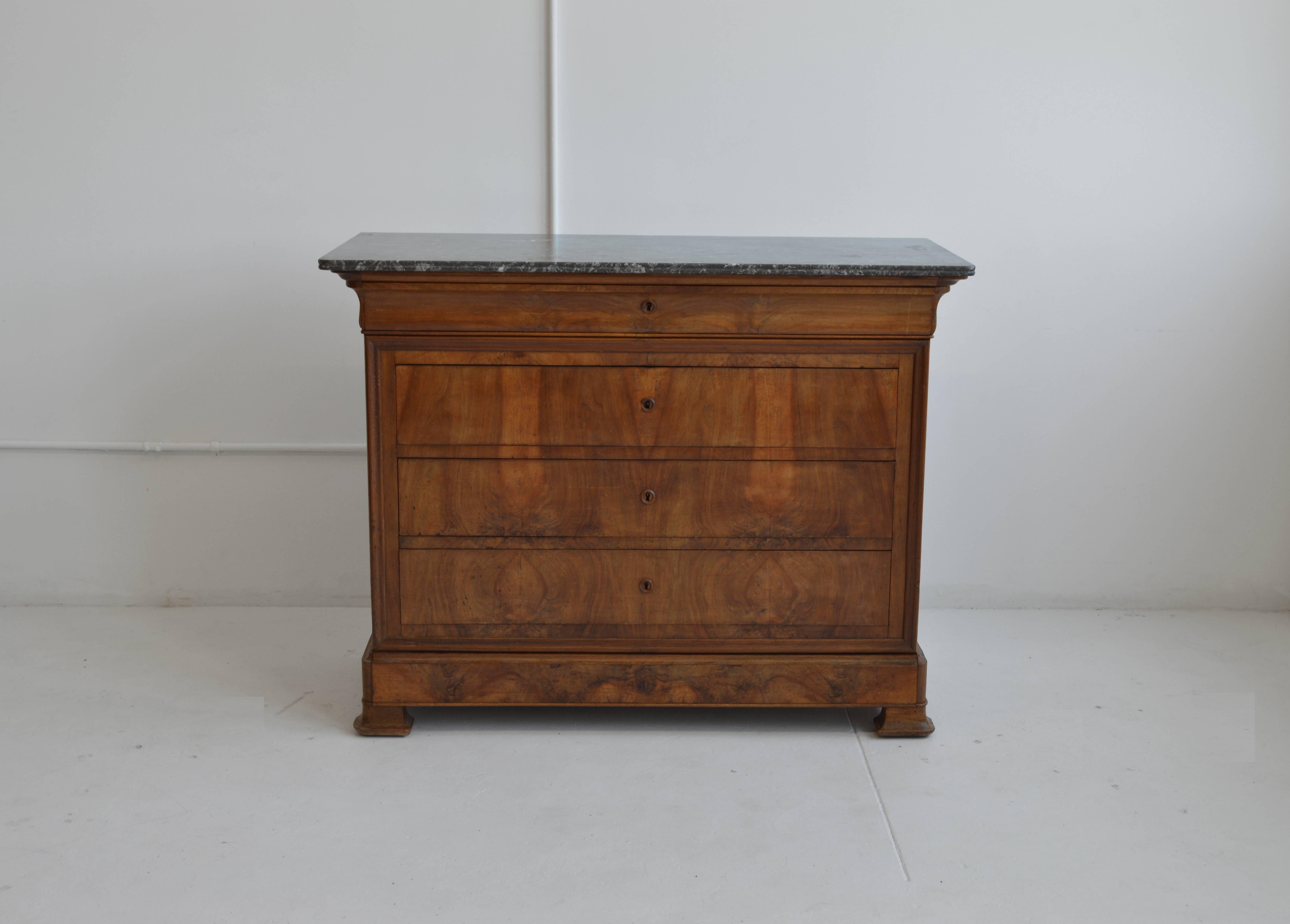 French Vintage Louis Philippe Walnut Commode, 19th Century, France