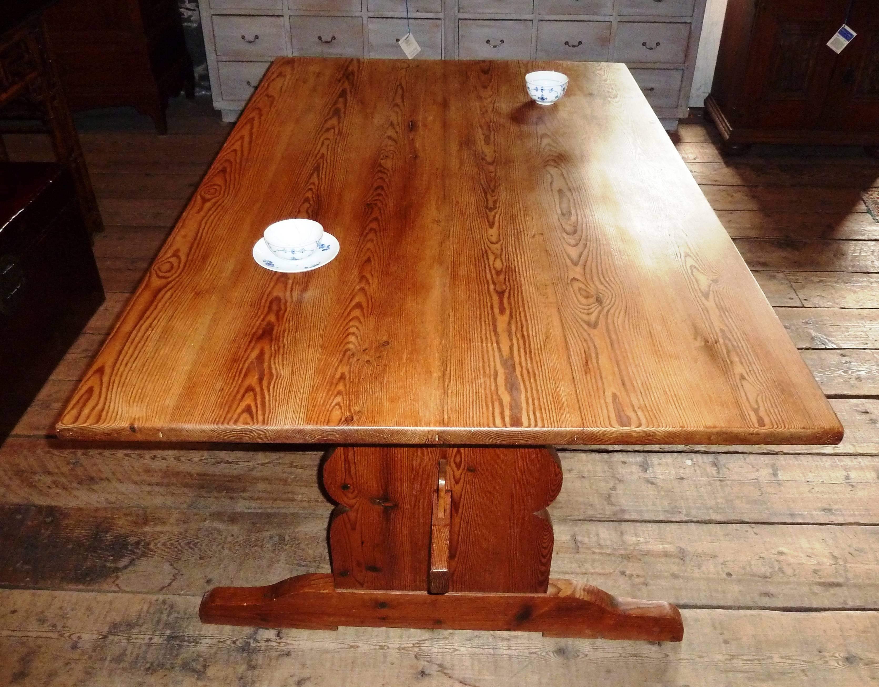 19th Century Swedish Trestle Farm Table In Good Condition In BOSTON, MA