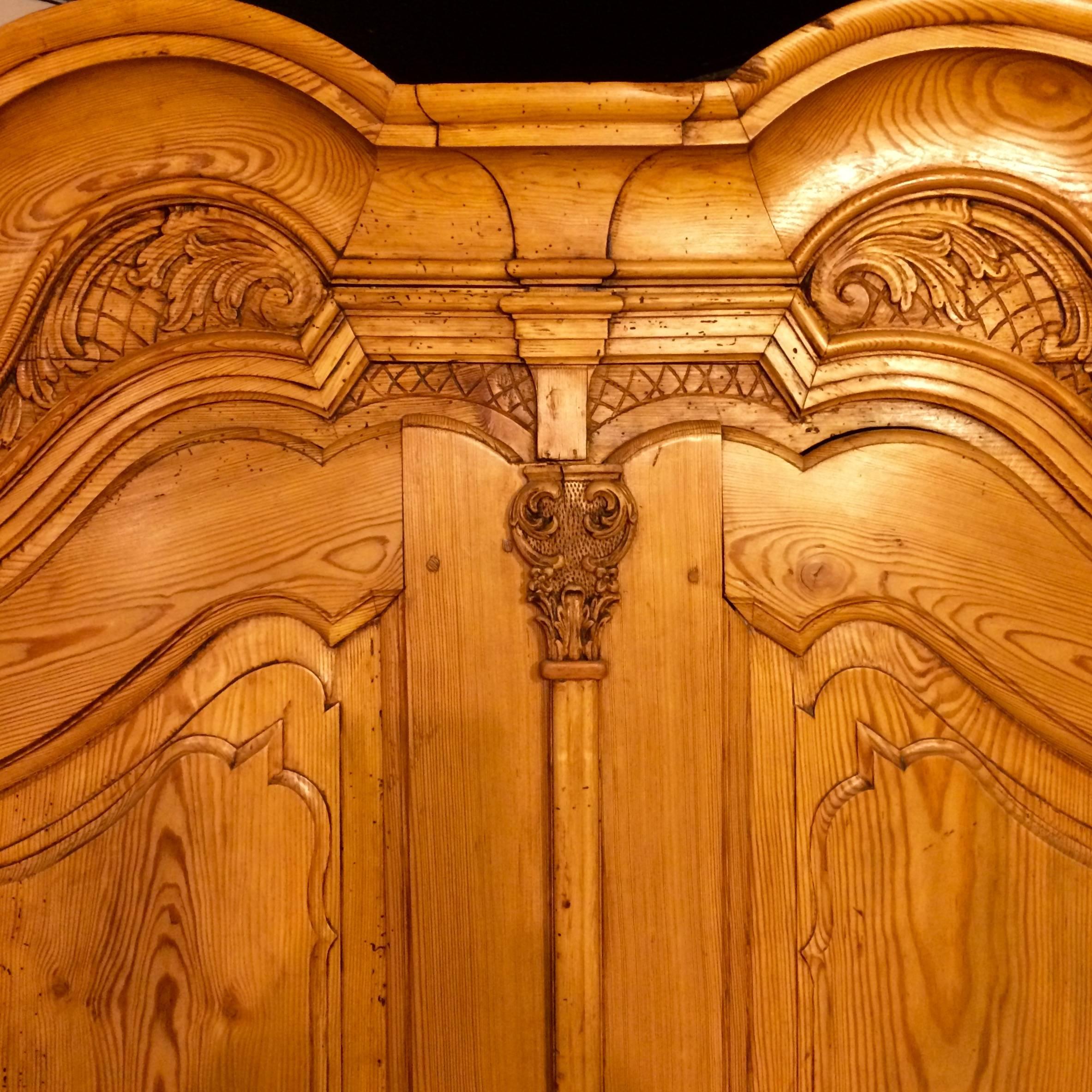 Pine Antique Rococo Corner Cabinet from a Castle, circa 1760 For Sale
