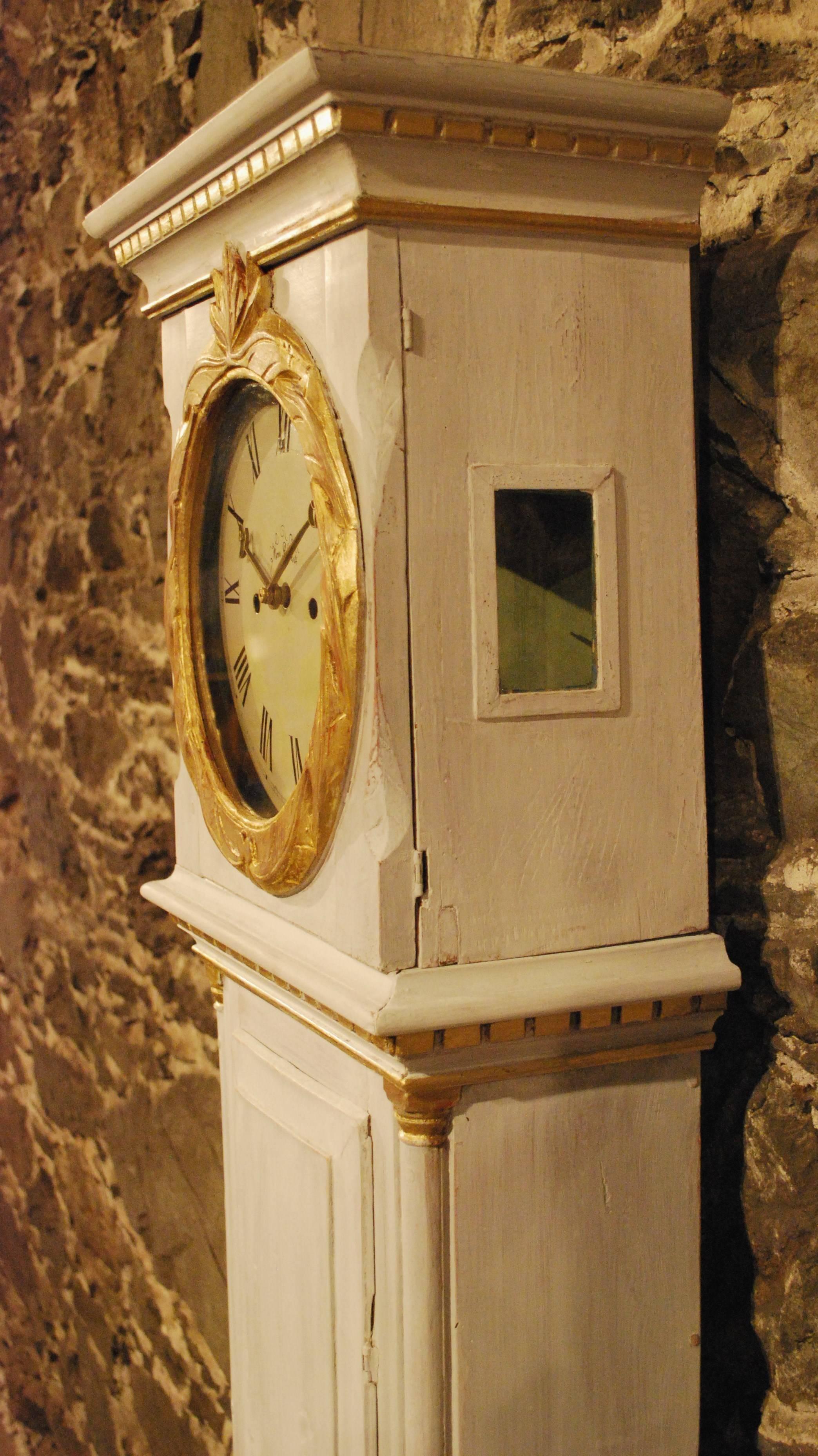 Danish  Antique Bornholm Tallcase Clock in the Gustavian Style For Sale