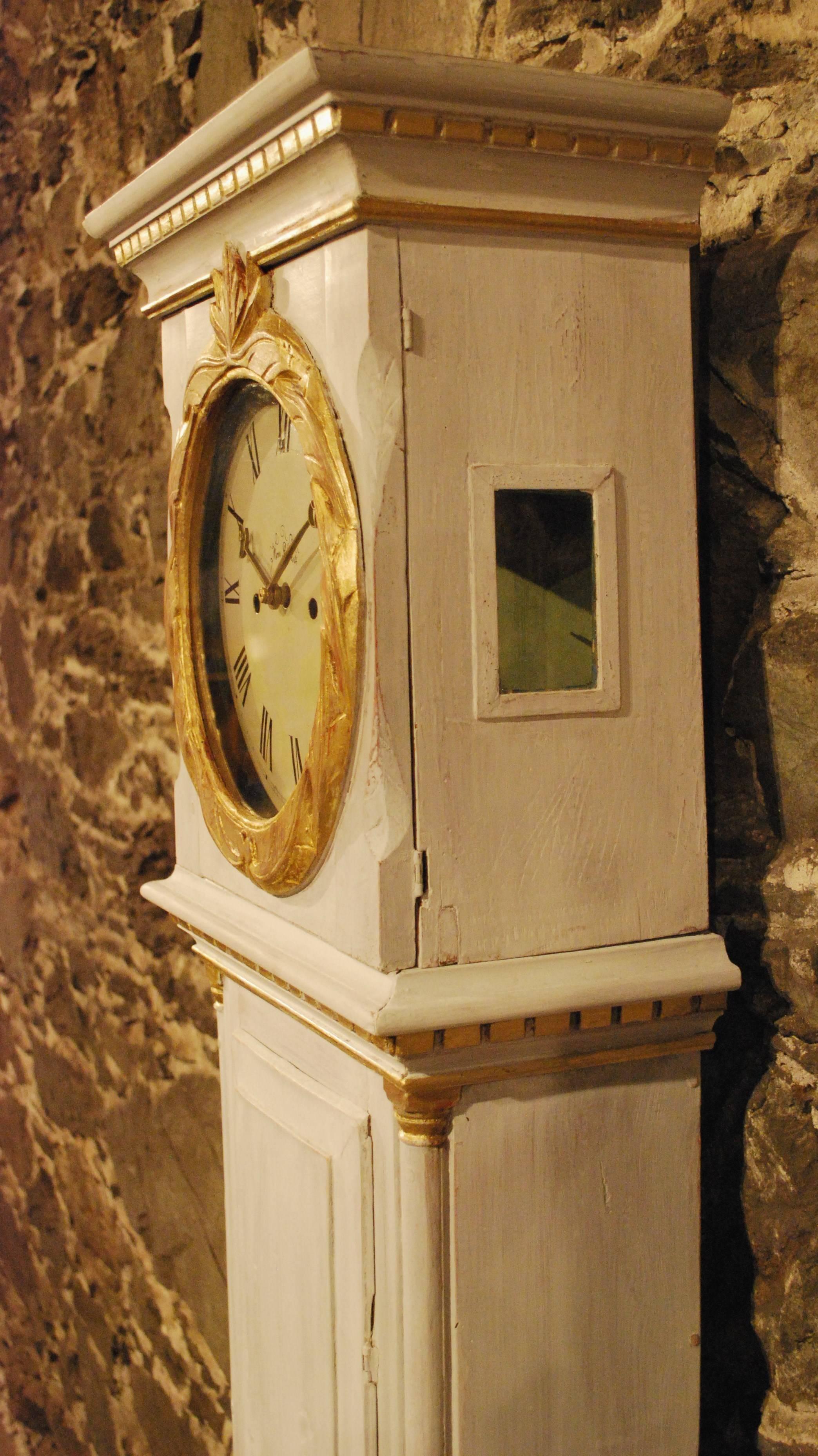 Danish Antique Bornholm Tallcase Clock in the Gustavian Style For Sale