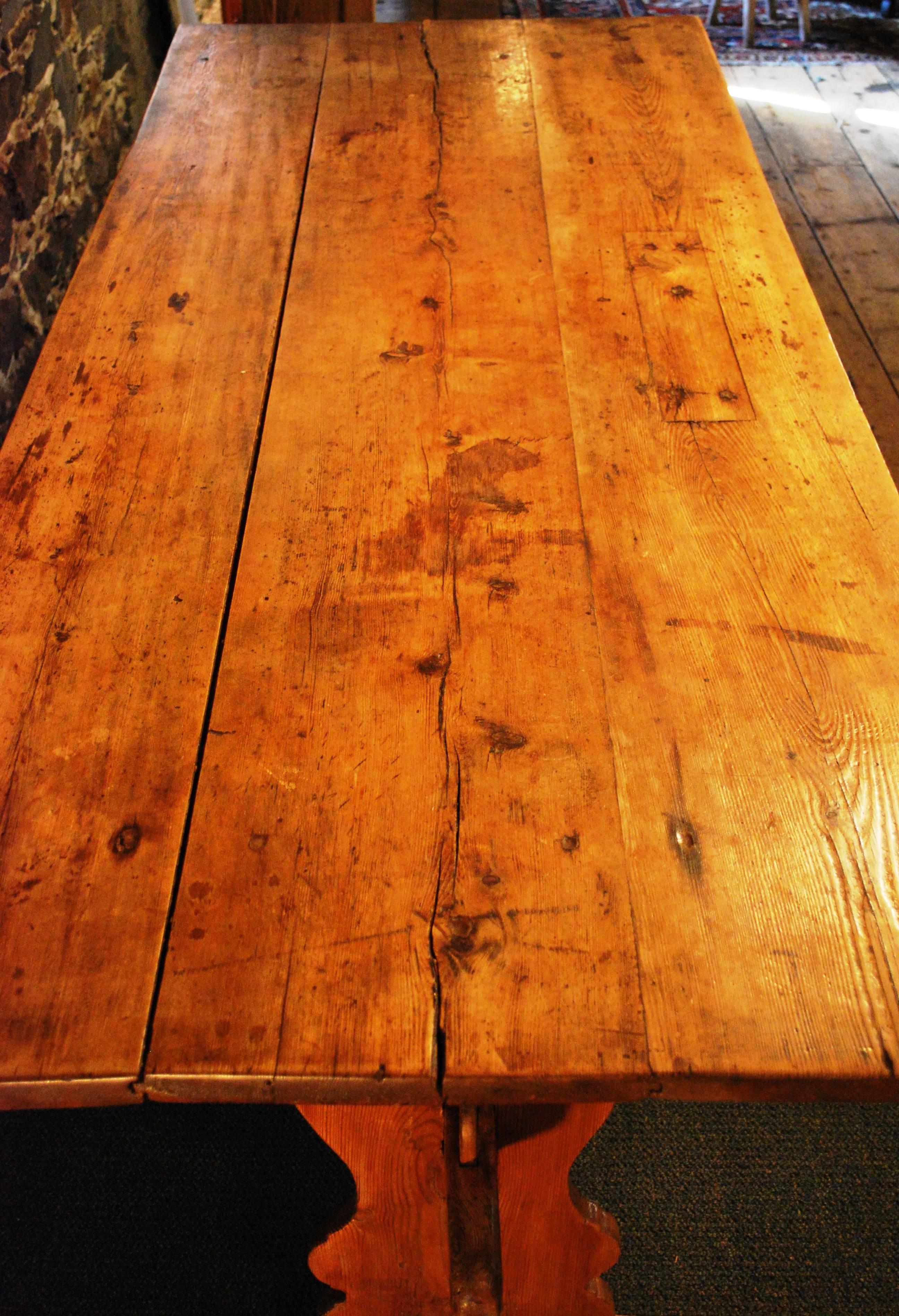98629 Antique Swedish Trestle Table, circa 1840 In Good Condition In BOSTON, MA