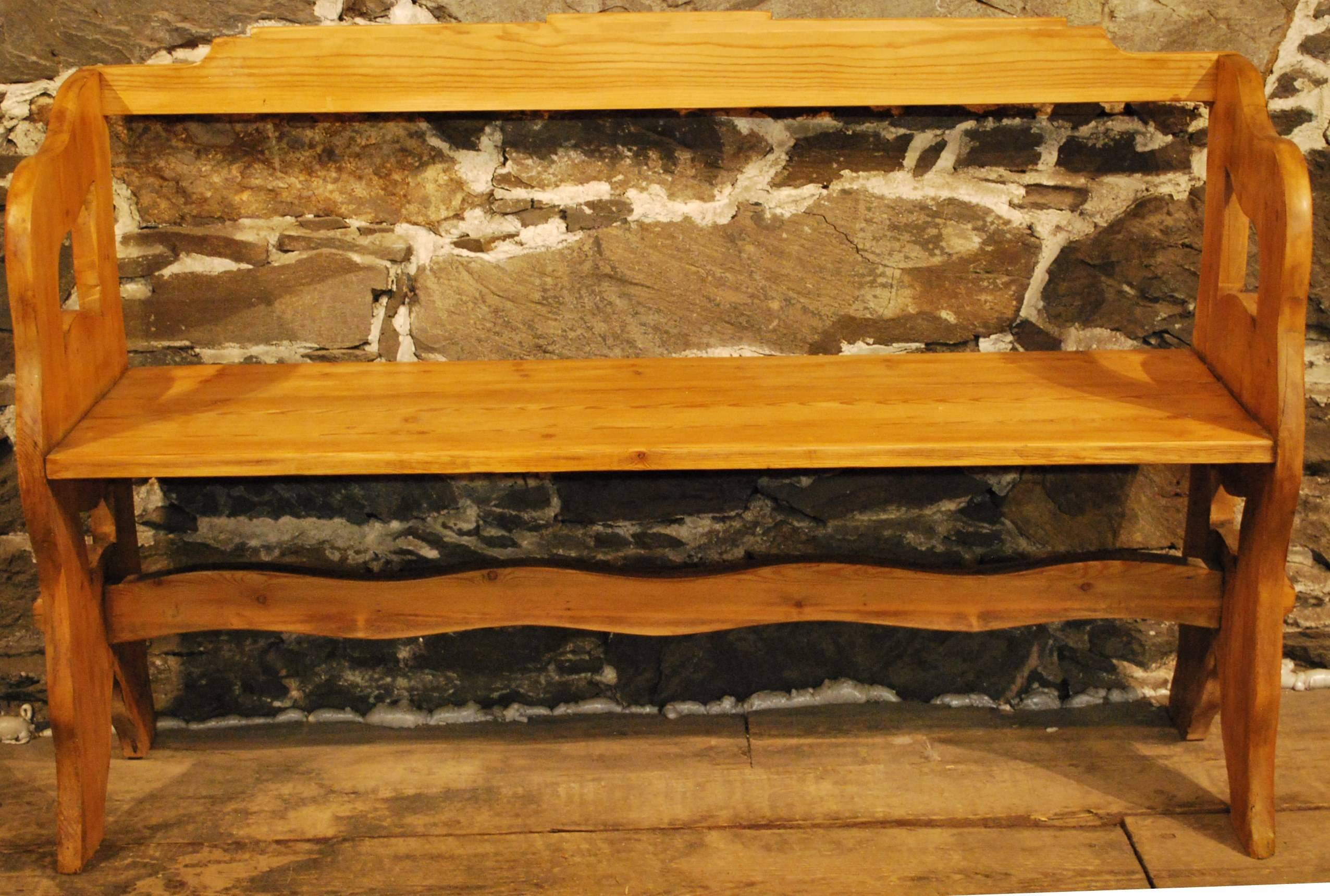 Late 19th Century Danish Pine Bench In Good Condition In BOSTON, MA