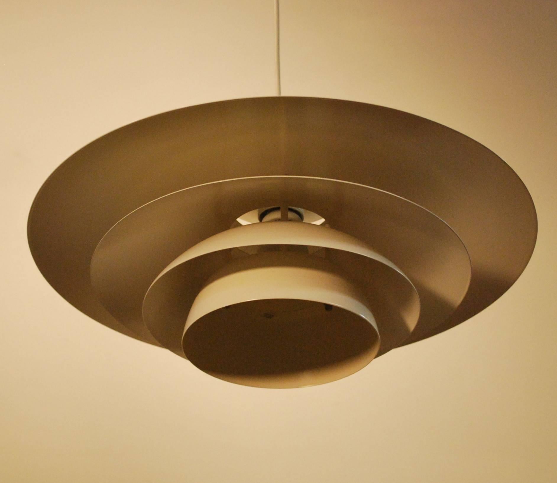 Mid-Century Modern Danish Modern White Metal Pendant Lamp