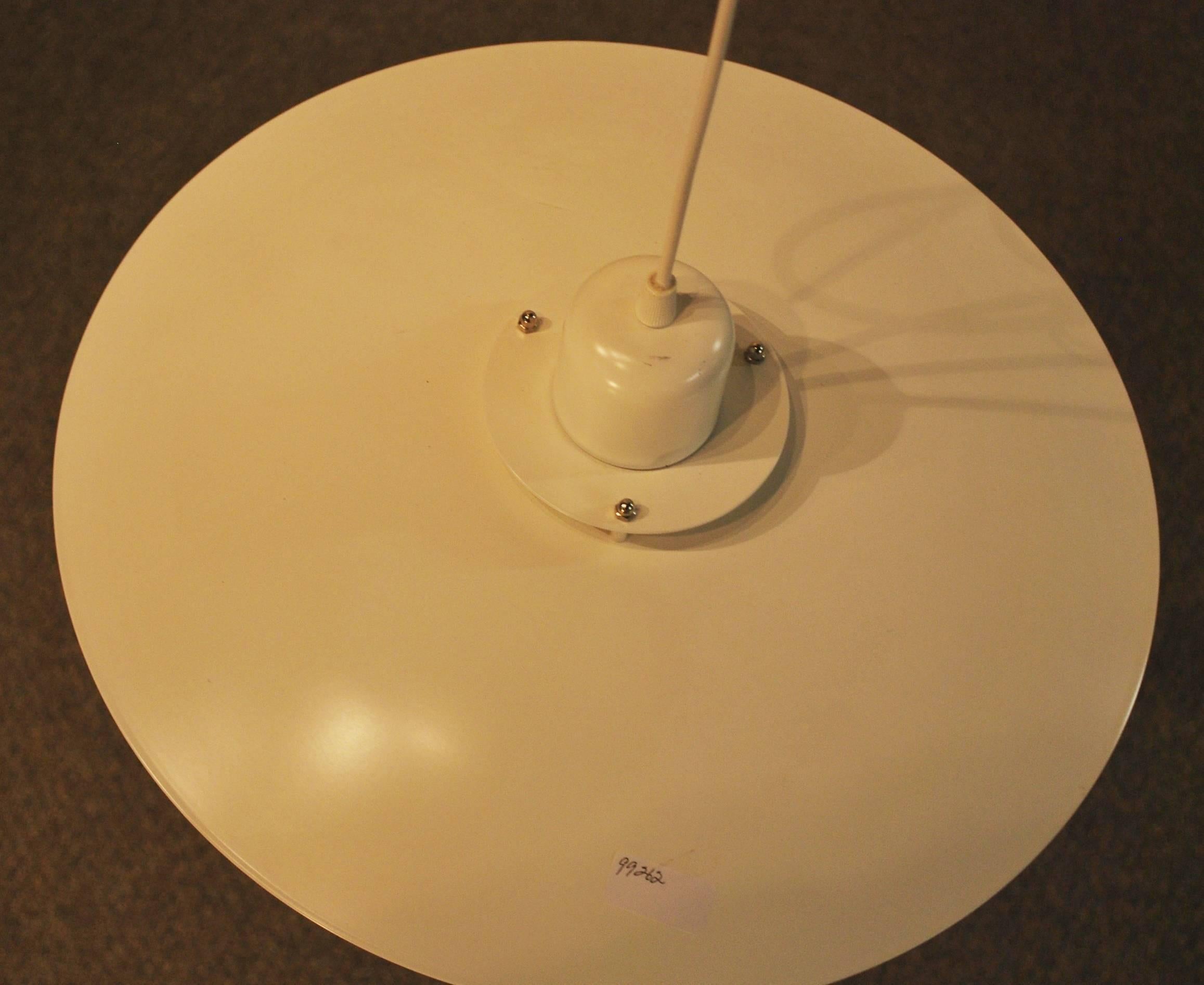 Enameled Danish Modern White Metal Pendant Lamp