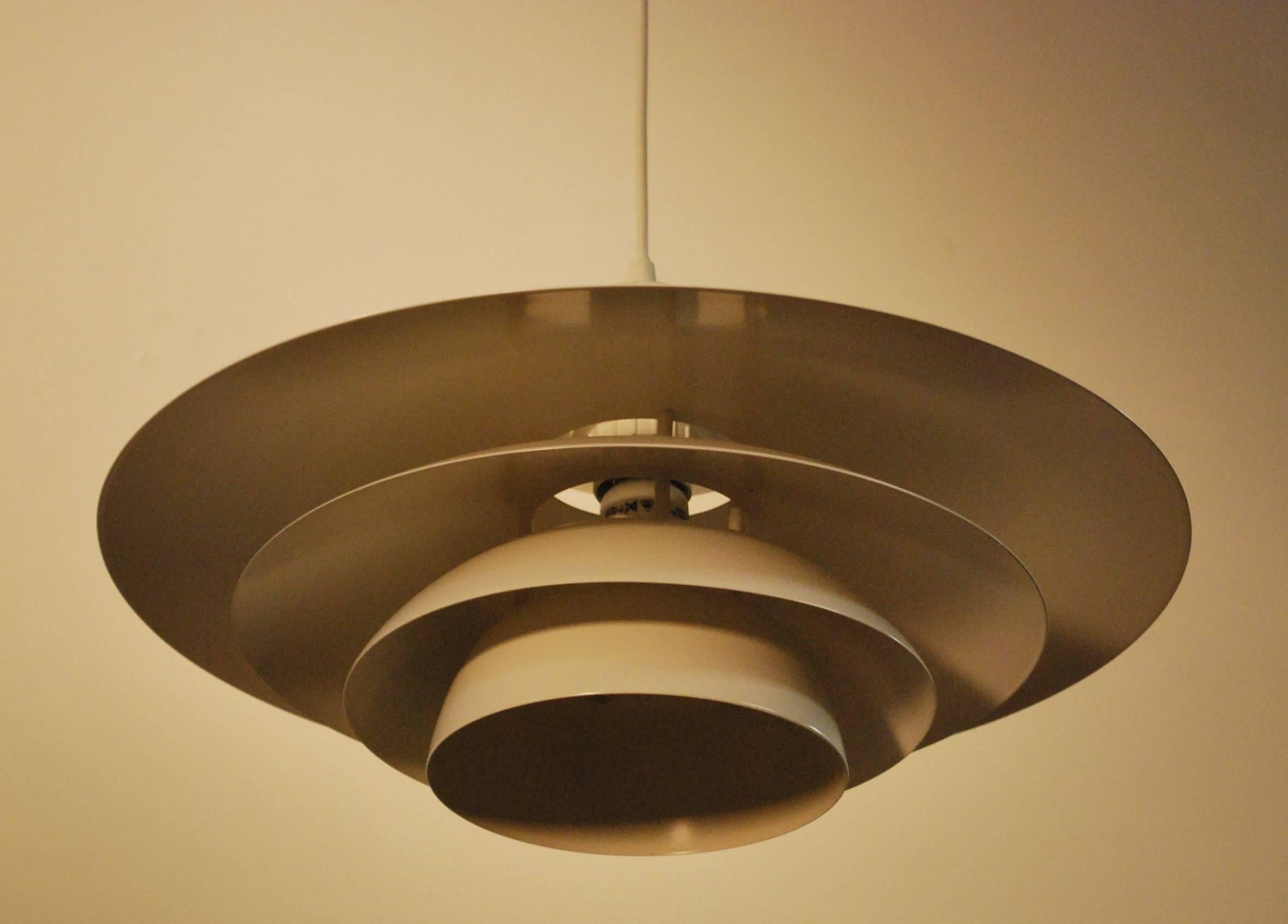 Mid-20th Century Danish Modern White Metal Pendant Lamp