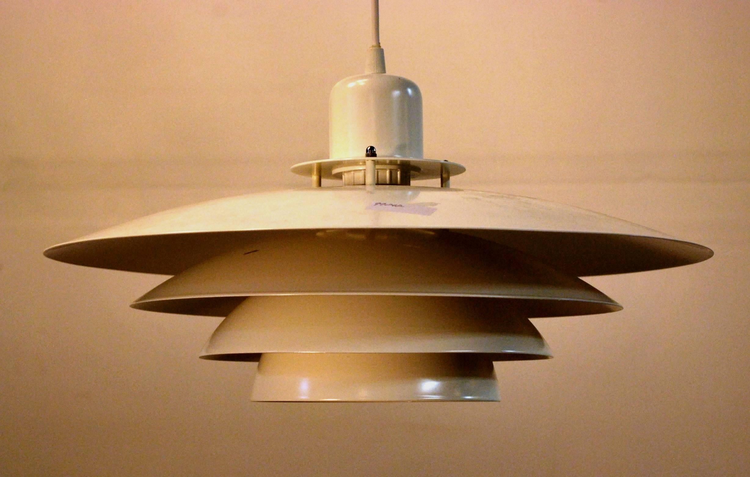 Danish Modern White Metal Pendant Lamp 1