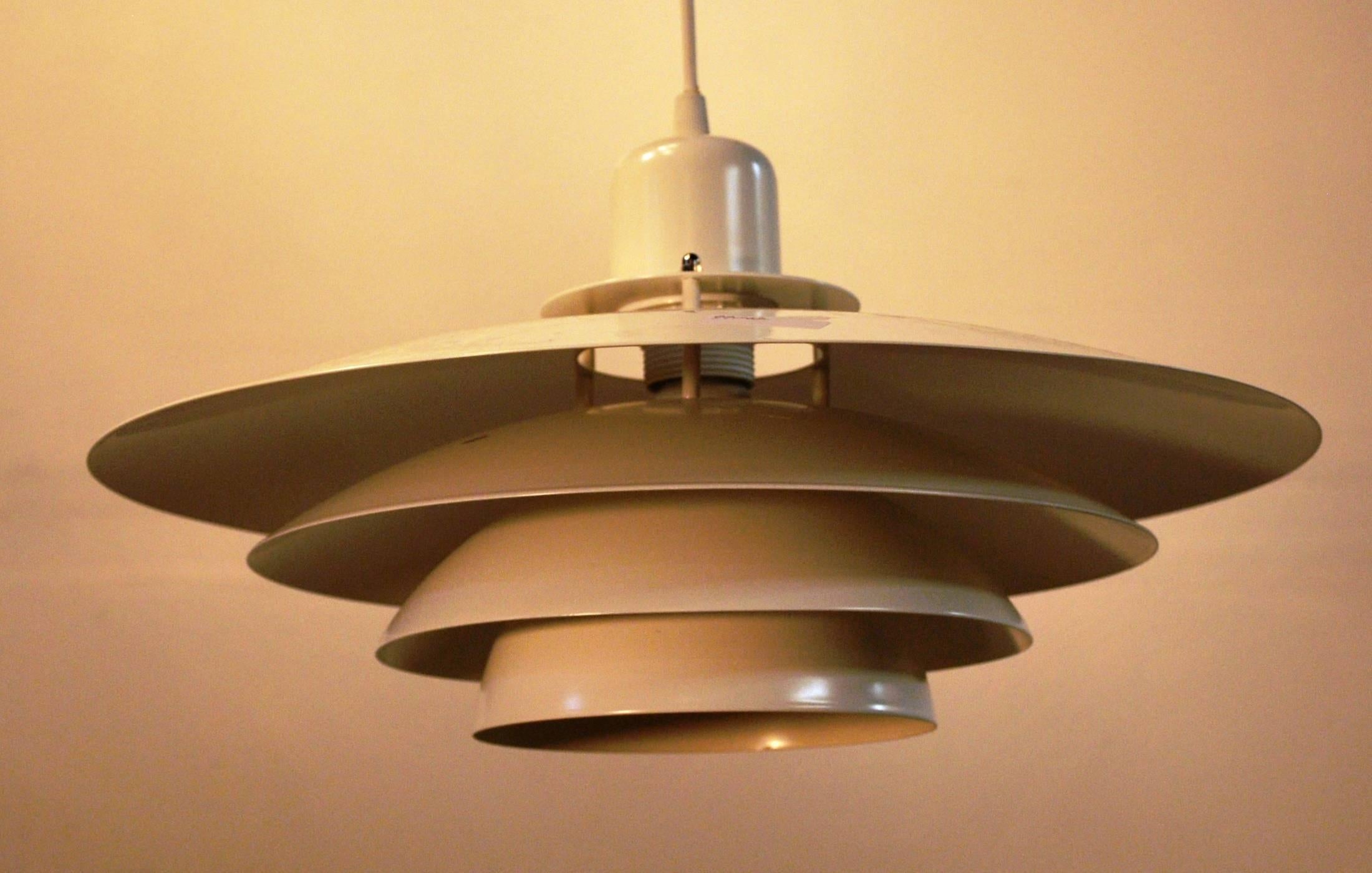 Danish Modern White Metal Pendant Lamp 2