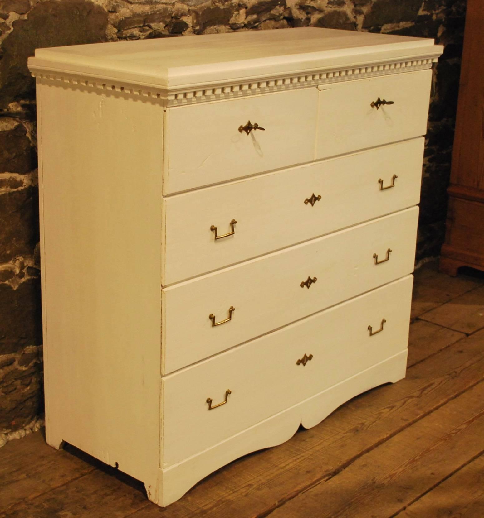 Empire Antique Swedish Painted Five-Drawer Chest, Anno 1848 For Sale