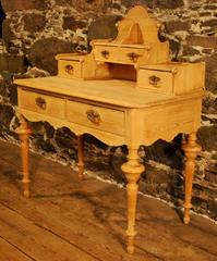Antique Danish Pine Desk with Six Drawers, circa 1860
