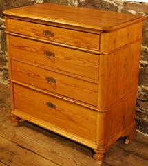 10249 Antique Pine Chest with Brass Hardware, circa 1880