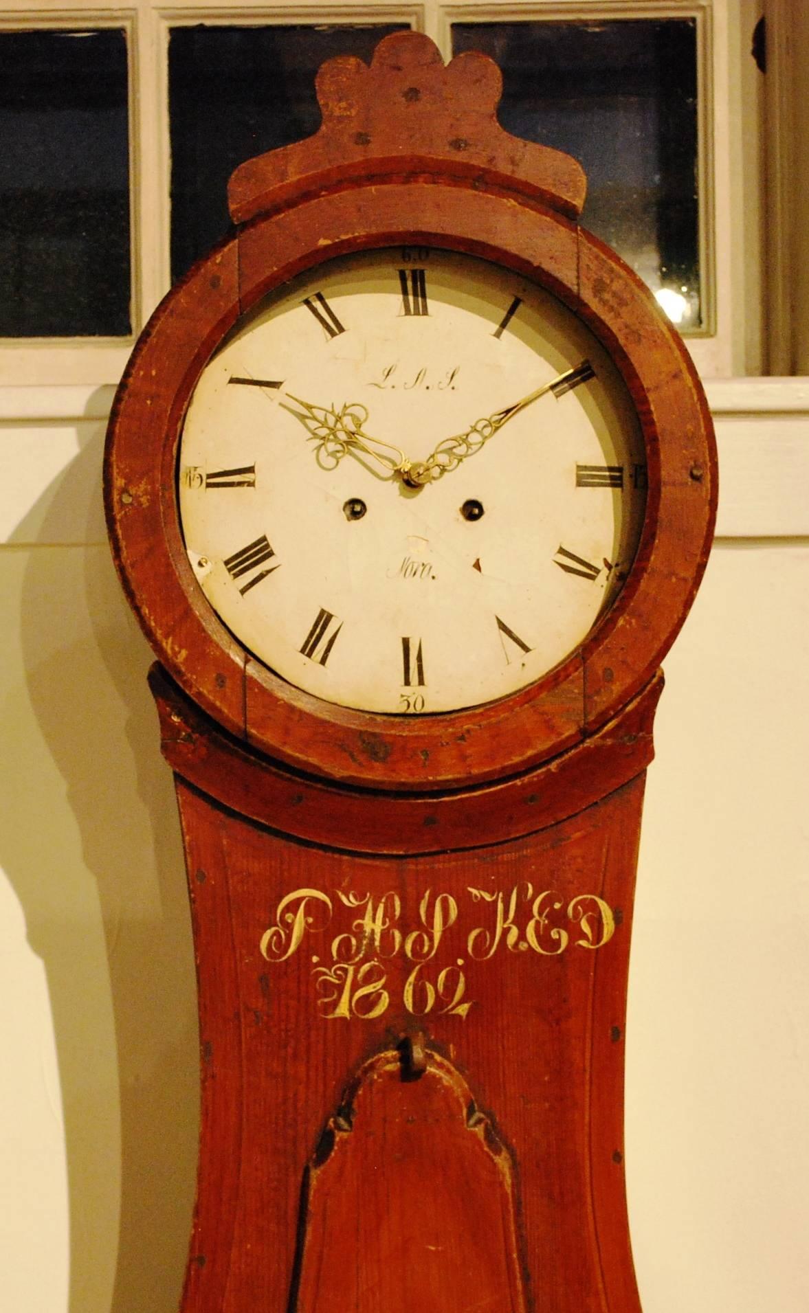 Swedish Mora Wedding Clock in Original Condition, Anno 1862 For Sale 1