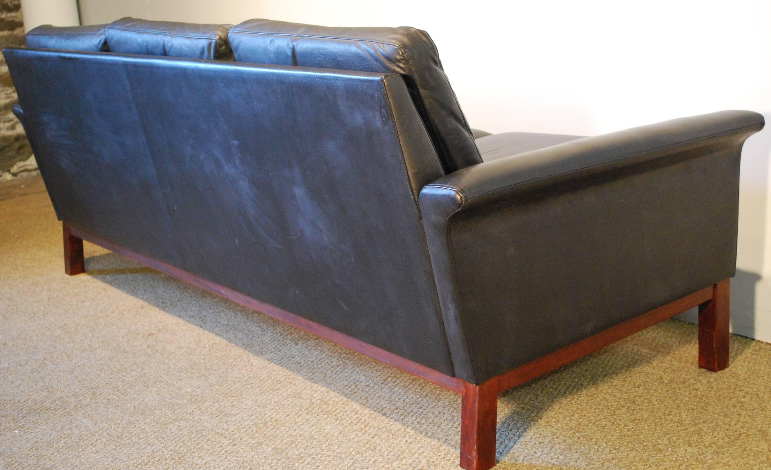 Hans Hansen Designed Danish Modern Leather Sofa 2