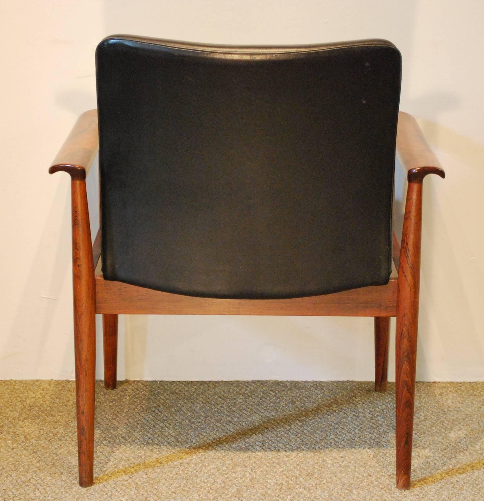 Mid-Century Modern Finn Juhl Designed Rosewood/Leather 'Diplomat' Armchair, circa 1960