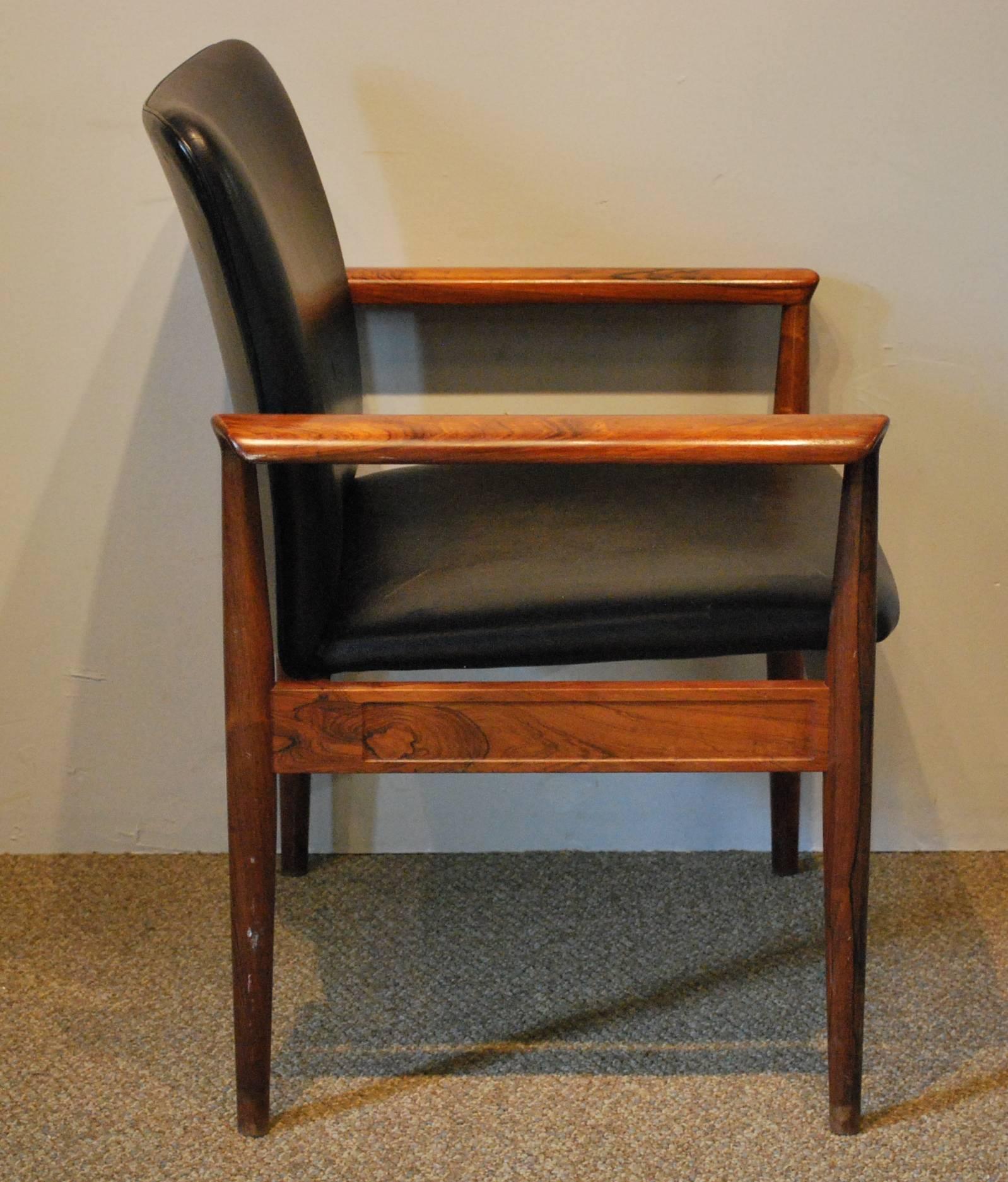 Danish Finn Juhl Designed Rosewood/Leather 'Diplomat' Armchair, circa 1960