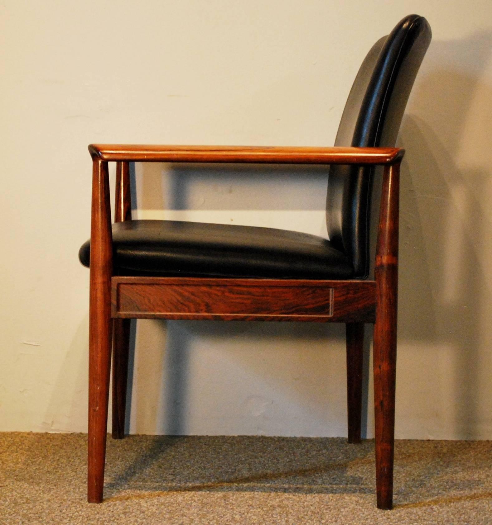 Finn Juhl Designed Rosewood/Leather 'Diplomat' Armchair, circa 1960 In Good Condition In BOSTON, MA