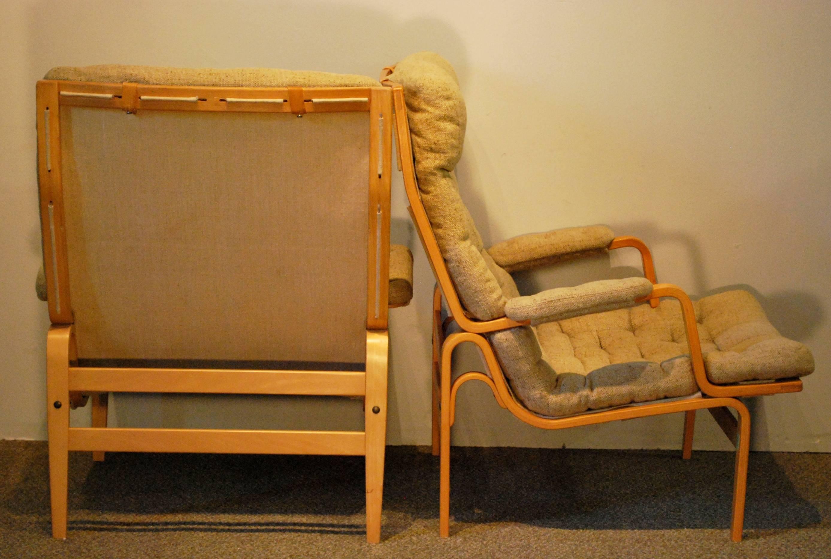 Swedish Bruno Mathsson Designed for DUX Mid Century Modern Pair of 'Ingrid' Lounge Chair