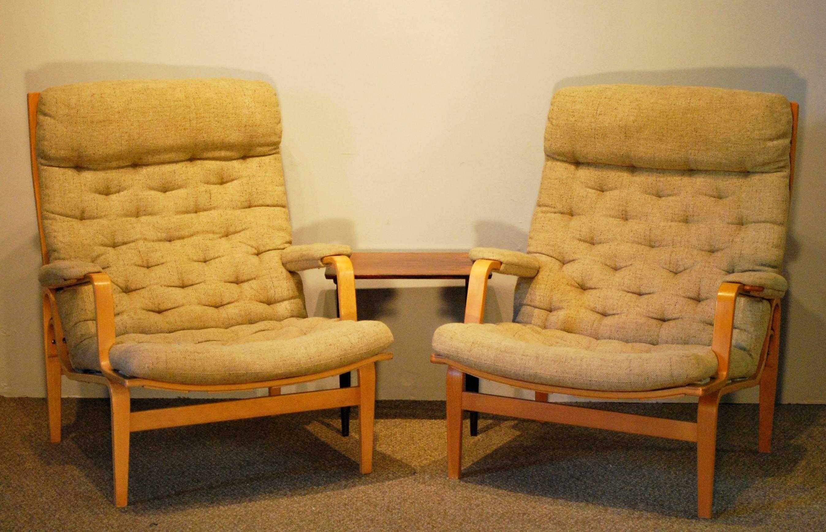 Mid-20th Century Bruno Mathsson Designed for DUX Mid Century Modern Pair of 'Ingrid' Lounge Chair
