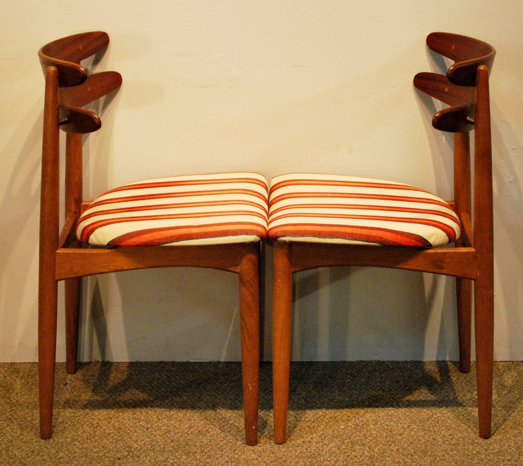 Mid-20th Century Johannes Andersen Designed Set of Six Teak Upholstered Dining Chairs, circa 1960