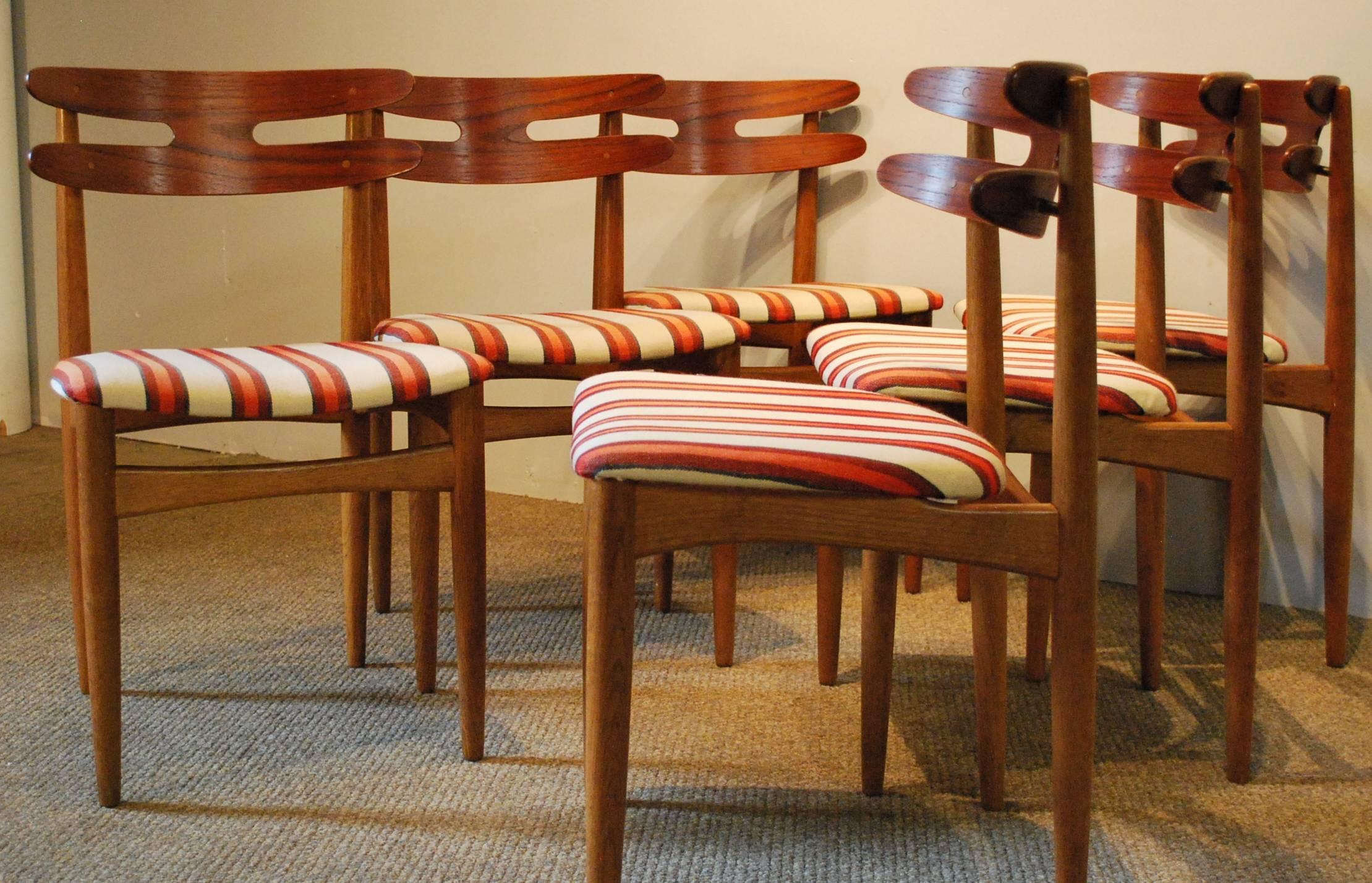 Johannes Andersen Designed Set of Six Teak Upholstered Dining Chairs, circa 1960 3